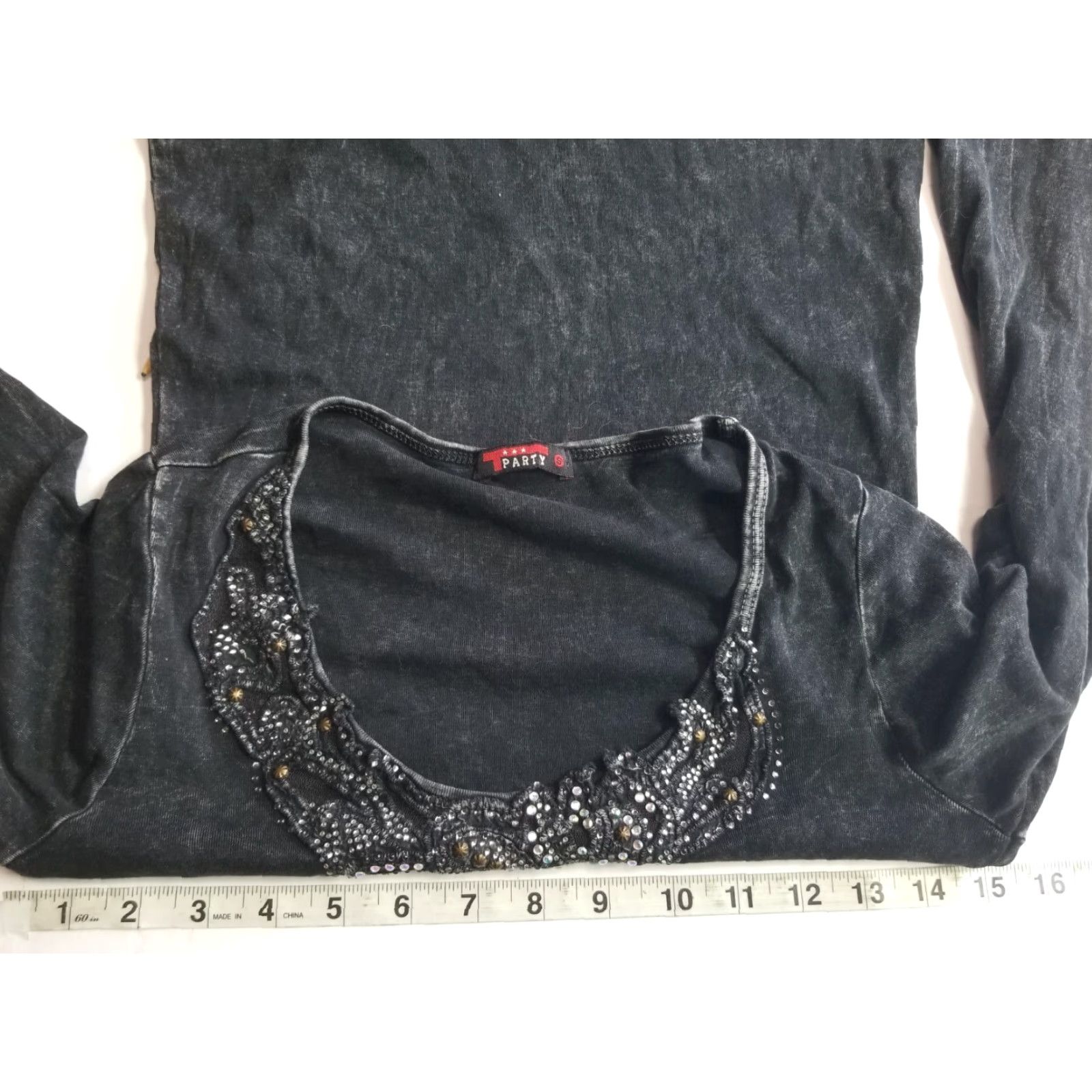 Vintage T Party Womens Beaded Long Sleeve Shirt Long Sleeve Crochet Trim Tie Dye Size S Size S / US 4 / IT 40 - 3 Thumbnail