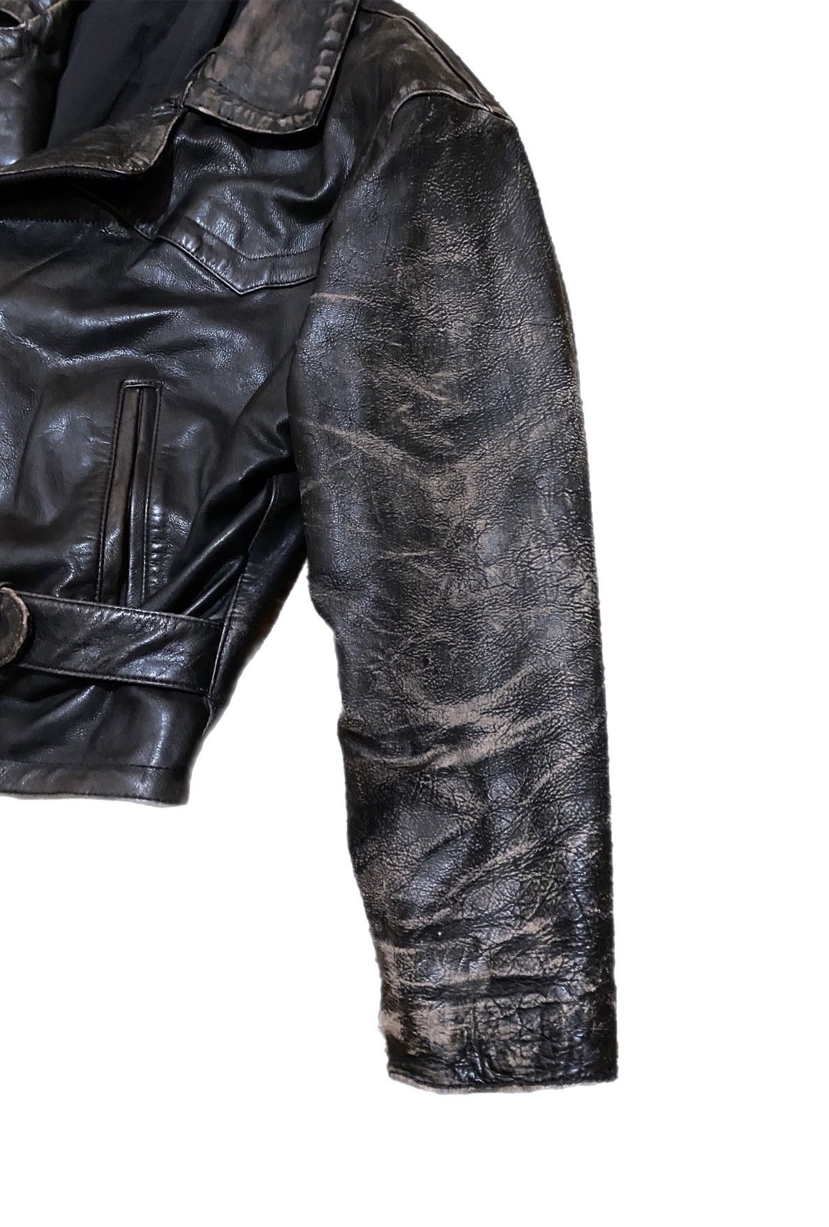 Vintage Retro style 50s Motorcycle Distressed Leather Biker Jacket Size US XL / EU 56 / 4 - 3 Thumbnail