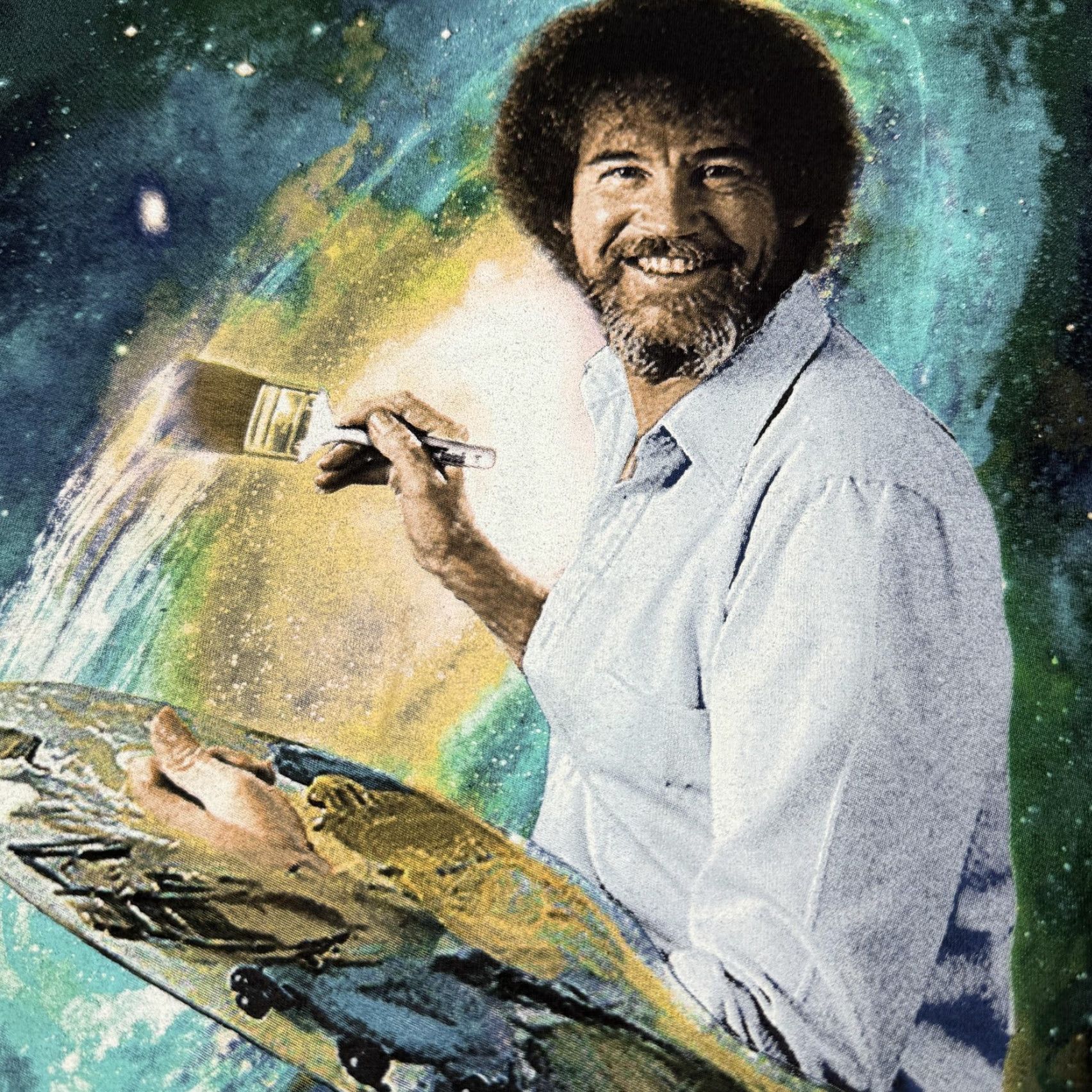 Vintage Bob Ross Shirt Mens Small Black Galaxy Space Painter Graphic T-Shirt Tee Size US S / EU 44-46 / 1 - 5 Thumbnail