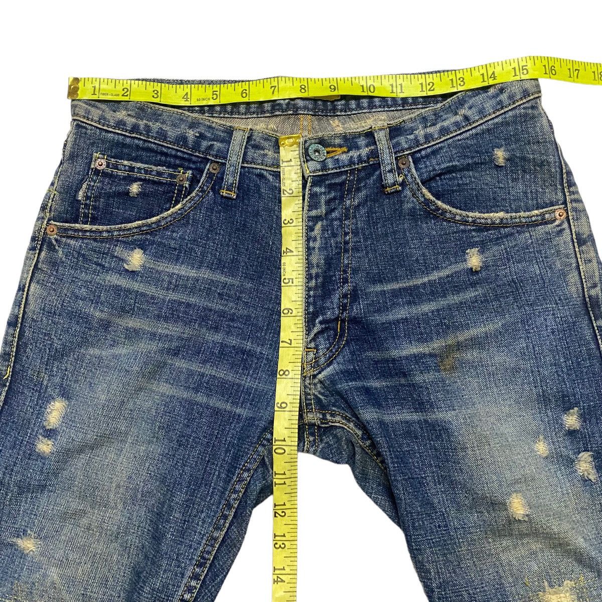 Japanese Brand Hiromichi Nakano Distressed Denim Flare Jeans Size US 30 / EU 46 - 16 Thumbnail