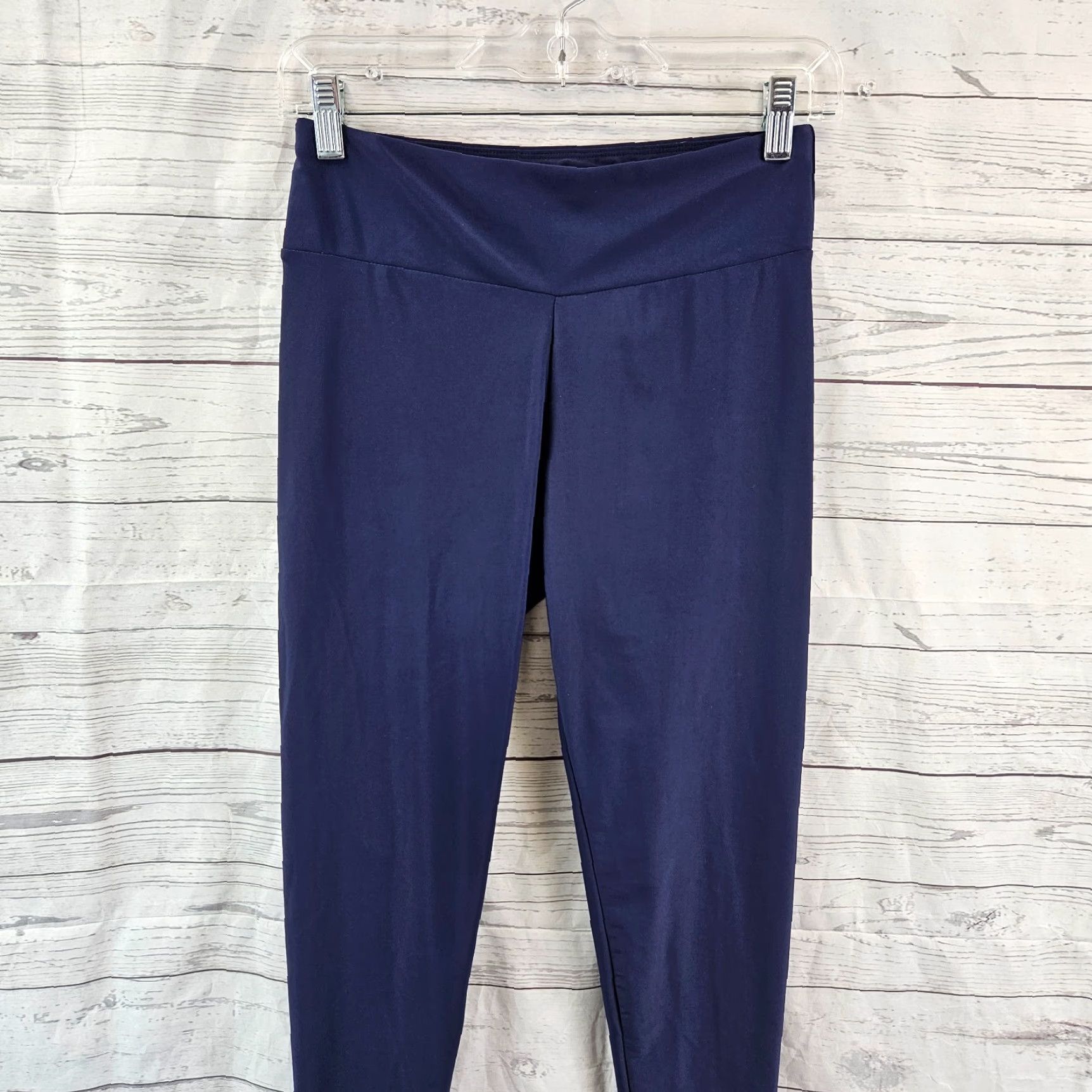 Vintage Ella Mae Womens Leggings Sz Small Solid Blue Mid Rise Womens Activewear Size 28" / US 6 / IT 42 - 2 Thumbnail