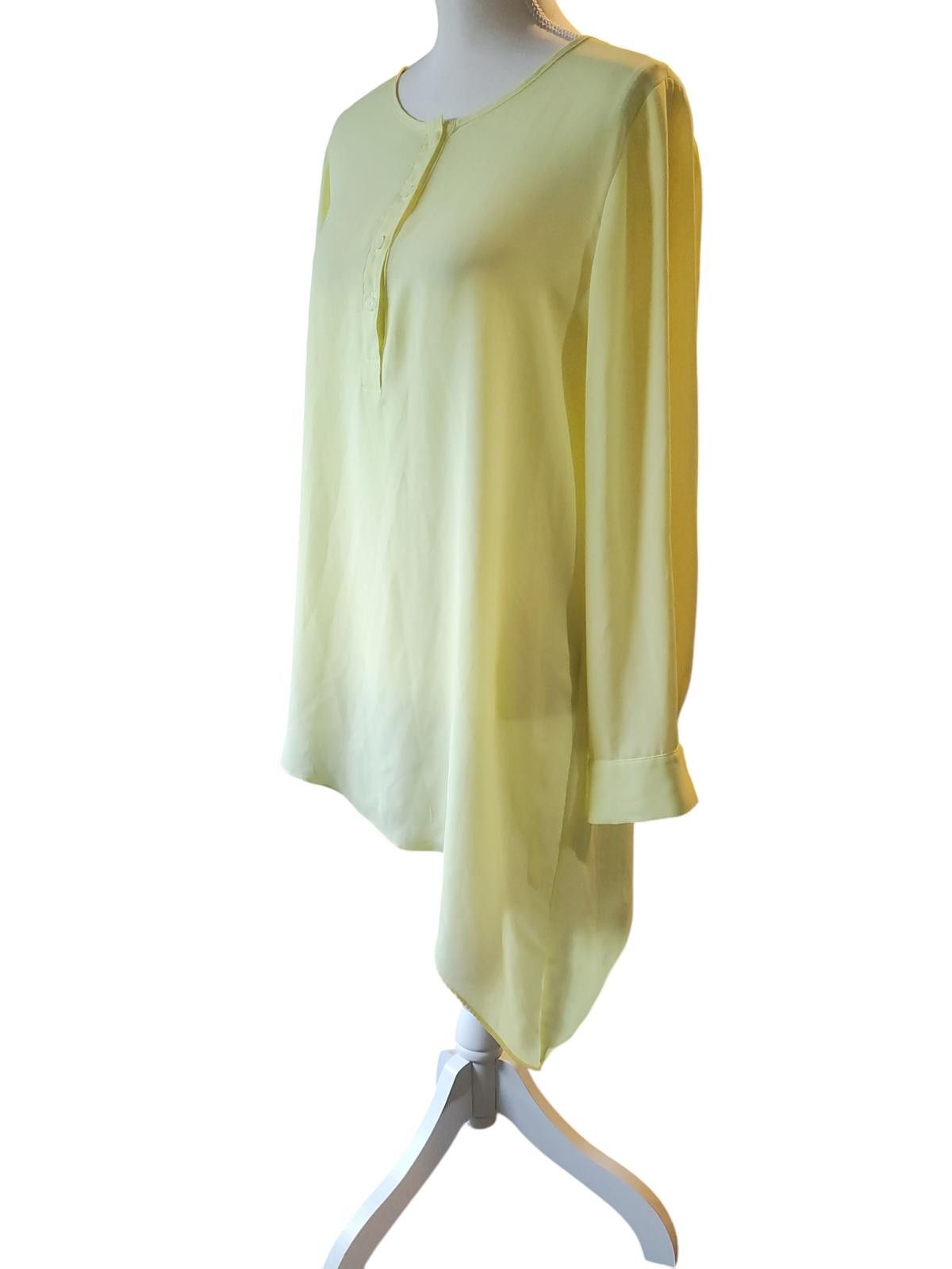 Chicos Chico's Light Yellow Long Sleeve Asymmetrical Blouse Size 11 Size M / US 6-8 / IT 42-44 - 4 Thumbnail