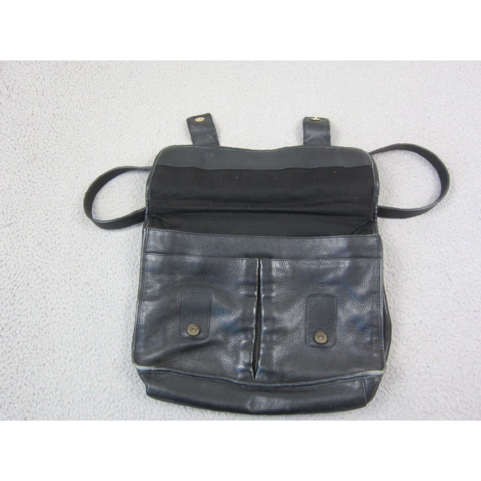 DKNY VINTAGE DKNY Messenger Bag Womens Black Leather Crossbody Satchel Work Classic Size ONE SIZE - 6 Thumbnail