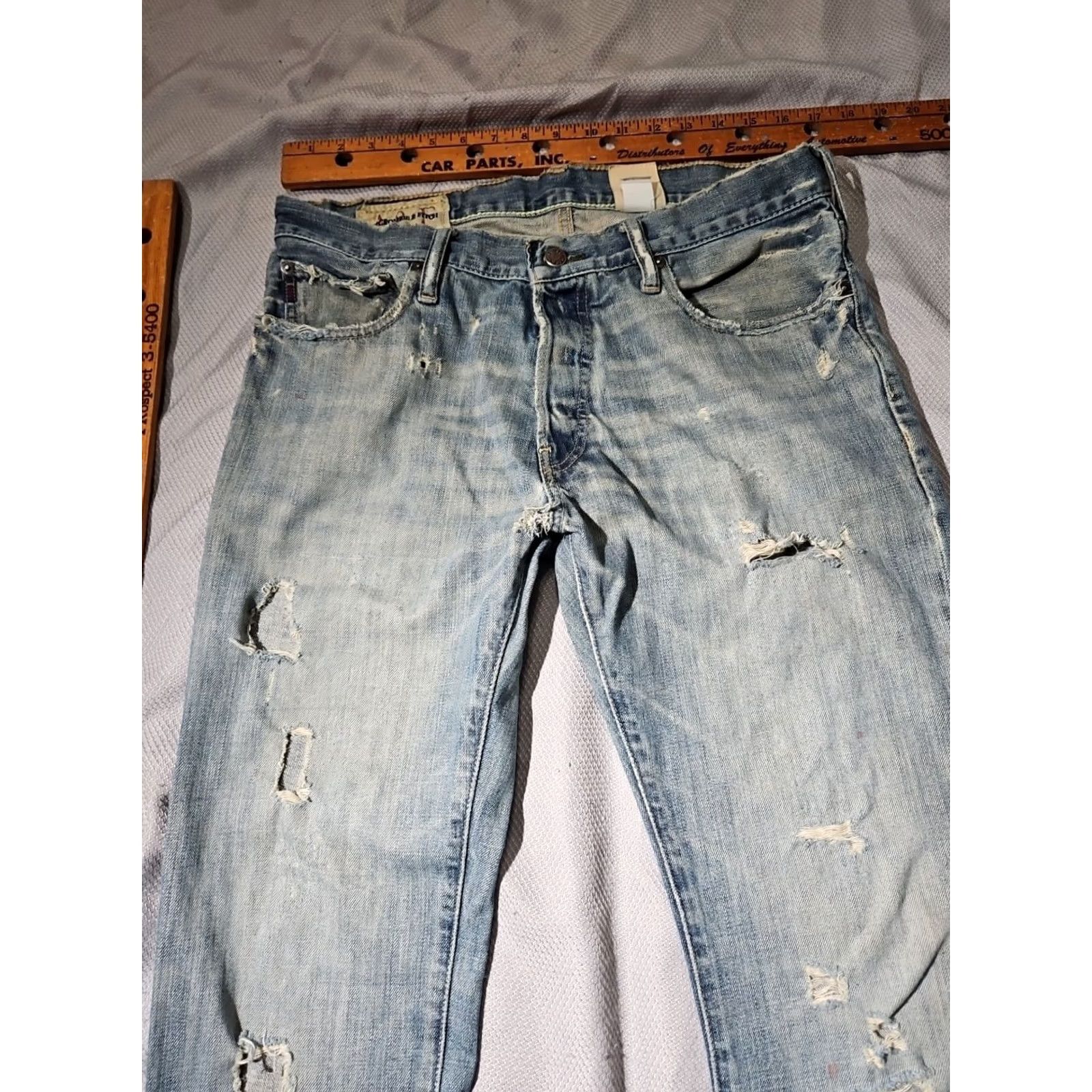 Abercrombie & Fitch VINTAGE Abercrombie & Fitch Jeans Men 32x34 Low Slim Straight ButtonFly Thrashed Y2k Grunge Size US 32 / EU 48 - 3 Thumbnail