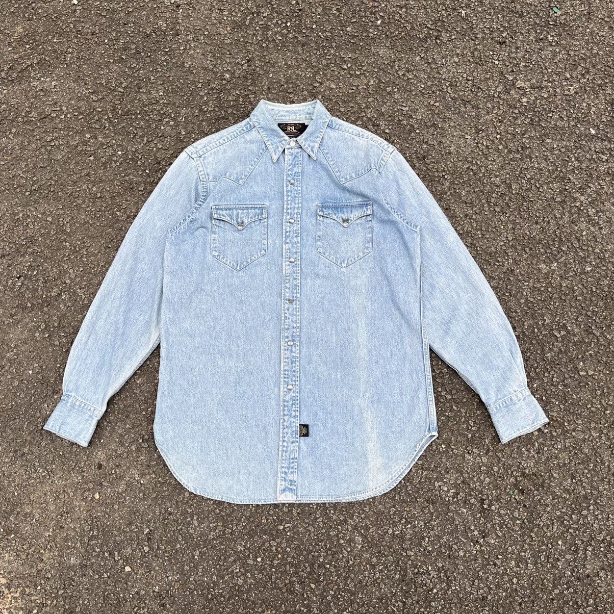 RRL Ralph Lauren Vintage 90s RRL Ralph Lauren Western Denim Shirt Size US S / EU 44-46 / 1 - 2 Thumbnail