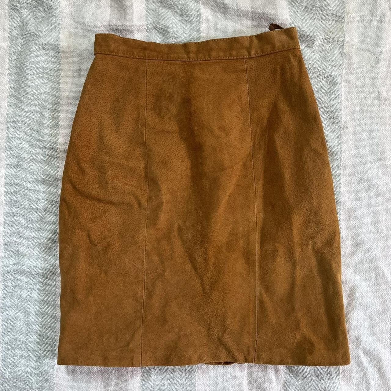 BB Dakota light brown genuine suede leather mini pencil skirt Size 30" / US 8 / IT 44 - 1 Thumbnail