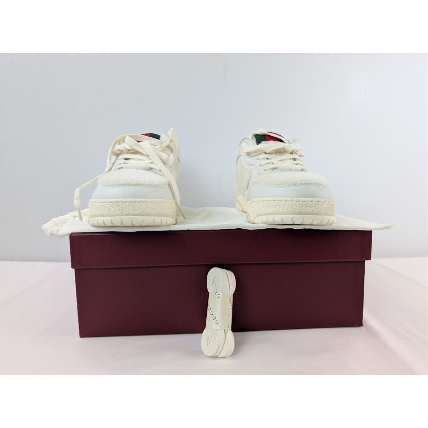Gucci o1rshd1 Leather Re-Web Sneaker in White Size US 11.5 / EU 44-45 - 19 Thumbnail