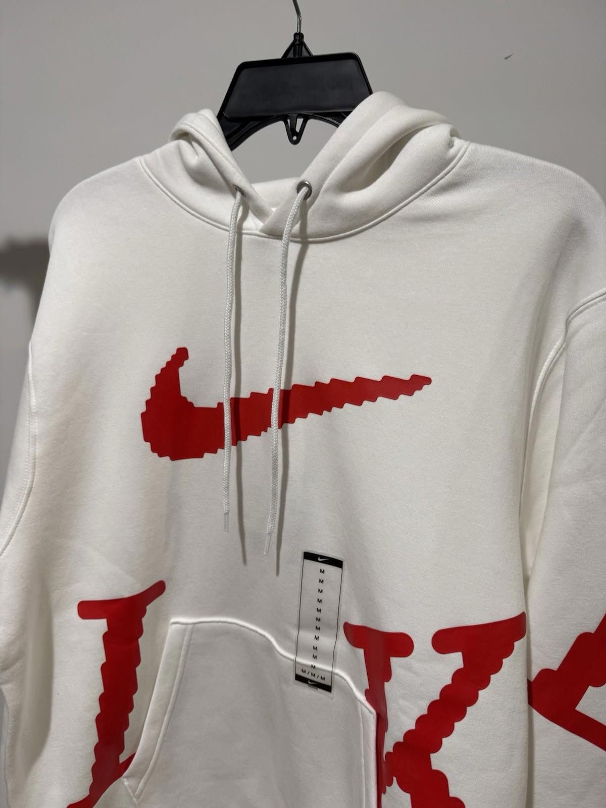 Nike Nike Sportswear Club Letters White Red Mens Fleece Hoodie Size US M / EU 48-50 / 2 - 2 Thumbnail