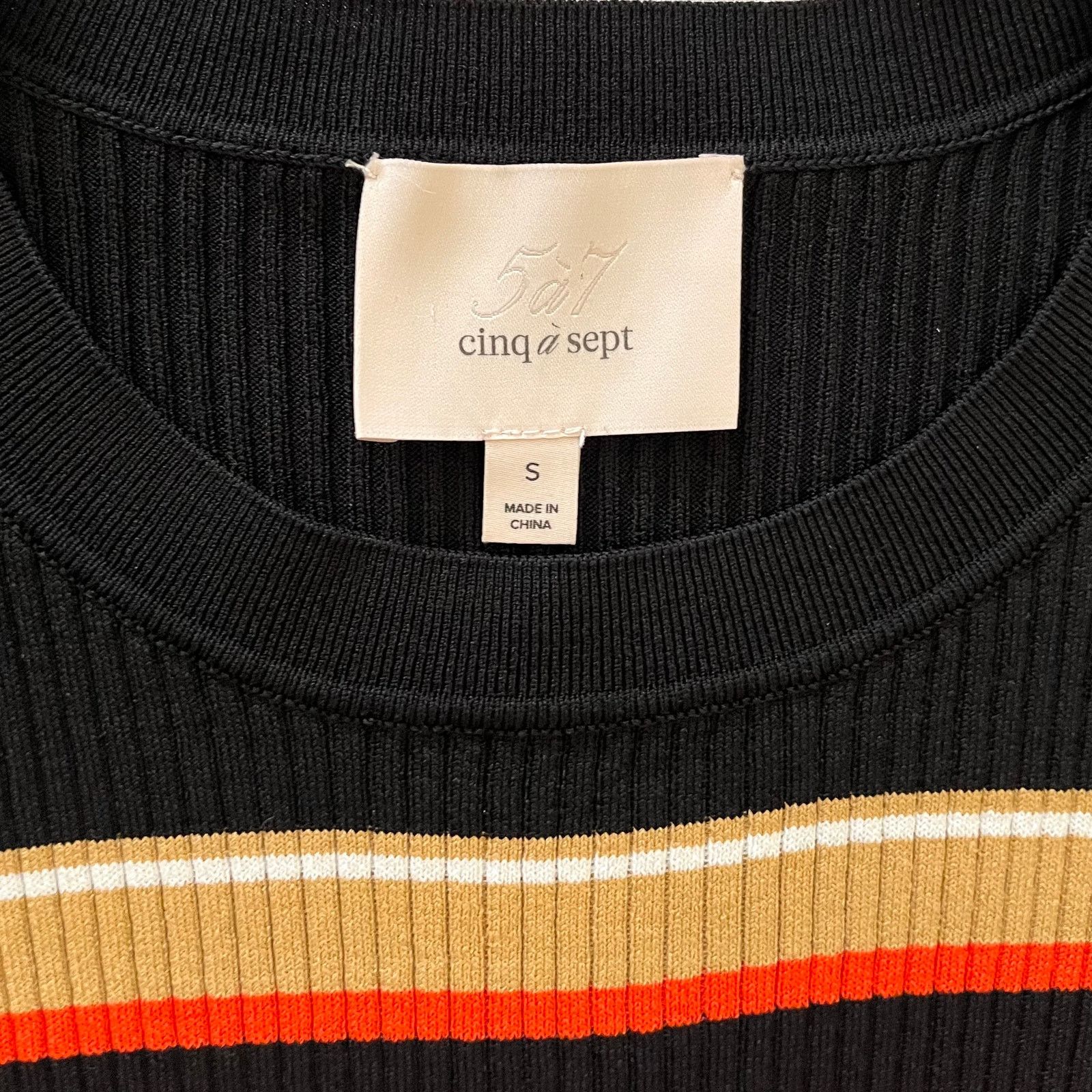 Cinq a Sept Cinq a Sept Milly Stripe Ribbed Peplum Short-Sleeve Sweater Size S / US 4 / IT 40 - 4 Thumbnail