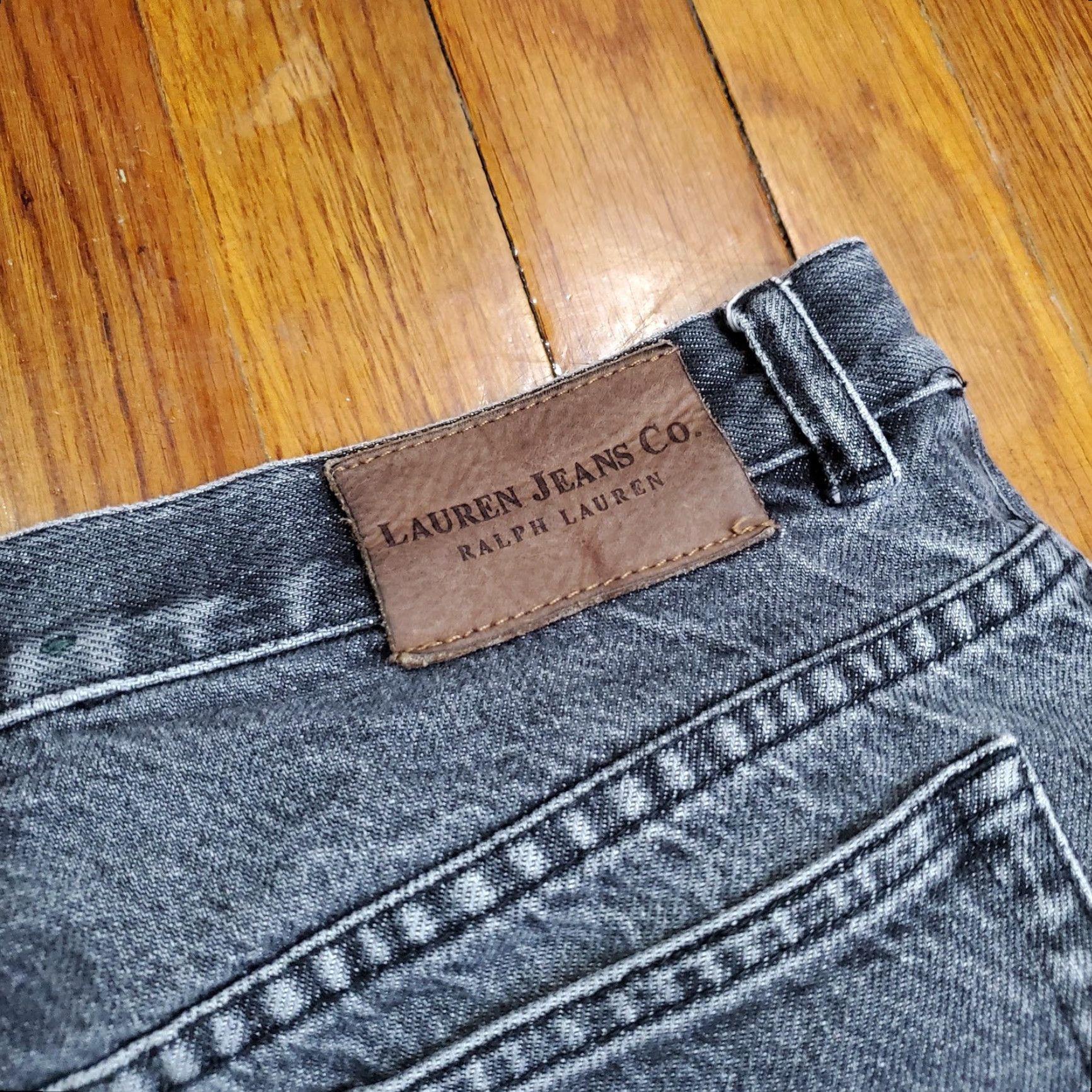 Ralph Lauren VINTAGE Lauren Jeans Co. Ralph Lauren Jeans Womens 14P Gray High Rise Straight Jeans Womens Petite 14P Charcoal Gray Denim Size 36" / US 14 / IT 50 - 4 Thumbnail