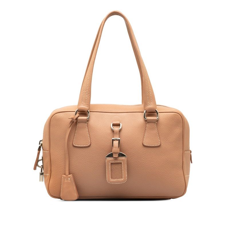 image of Prada Vitello Daino Bauletto Handbag in Brown, Women's