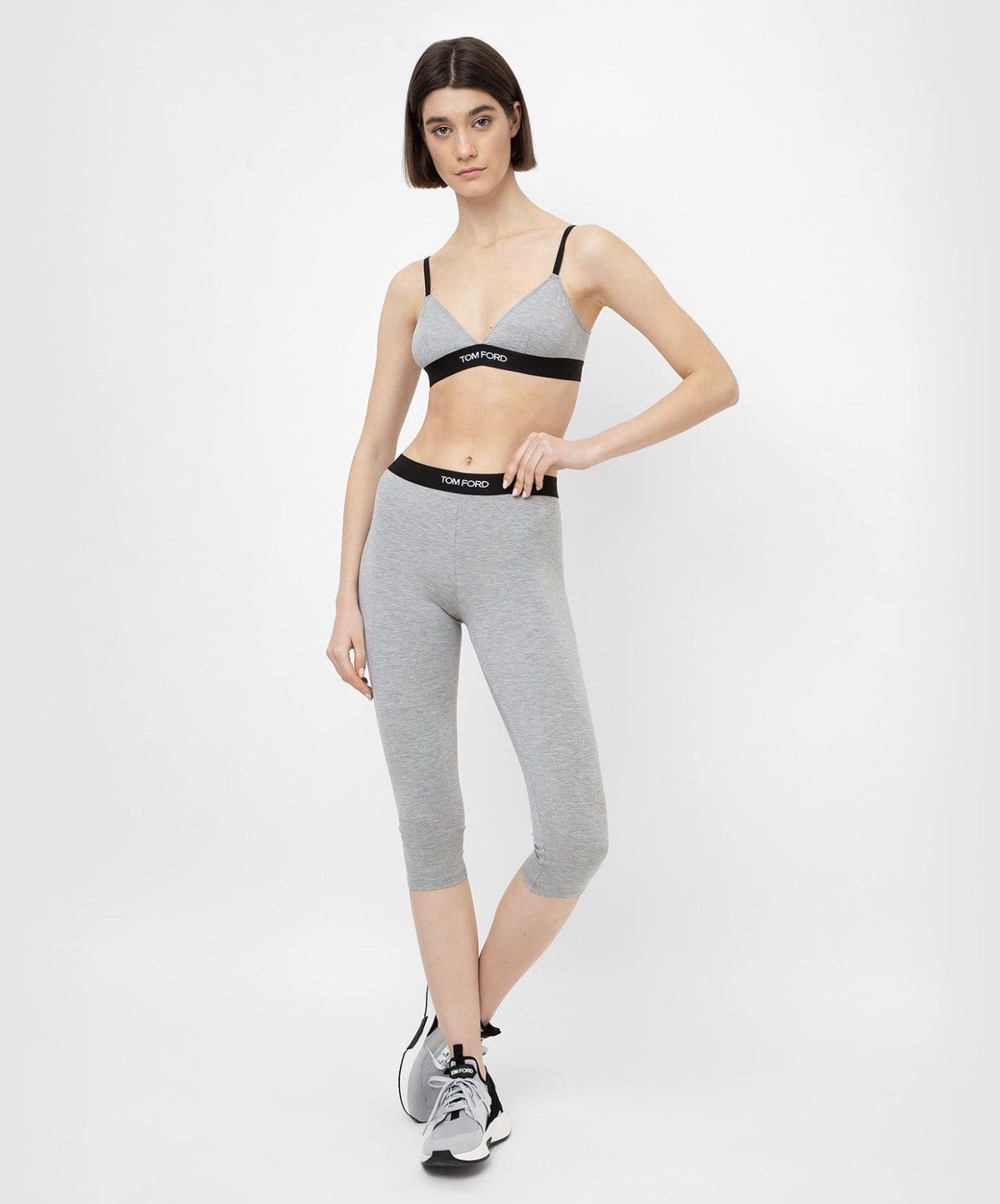 Tom Ford Tom Ford Gray Stretch-Modal Logo-Detailed Top Size S / US 4 / IT 40 - 2 Thumbnail