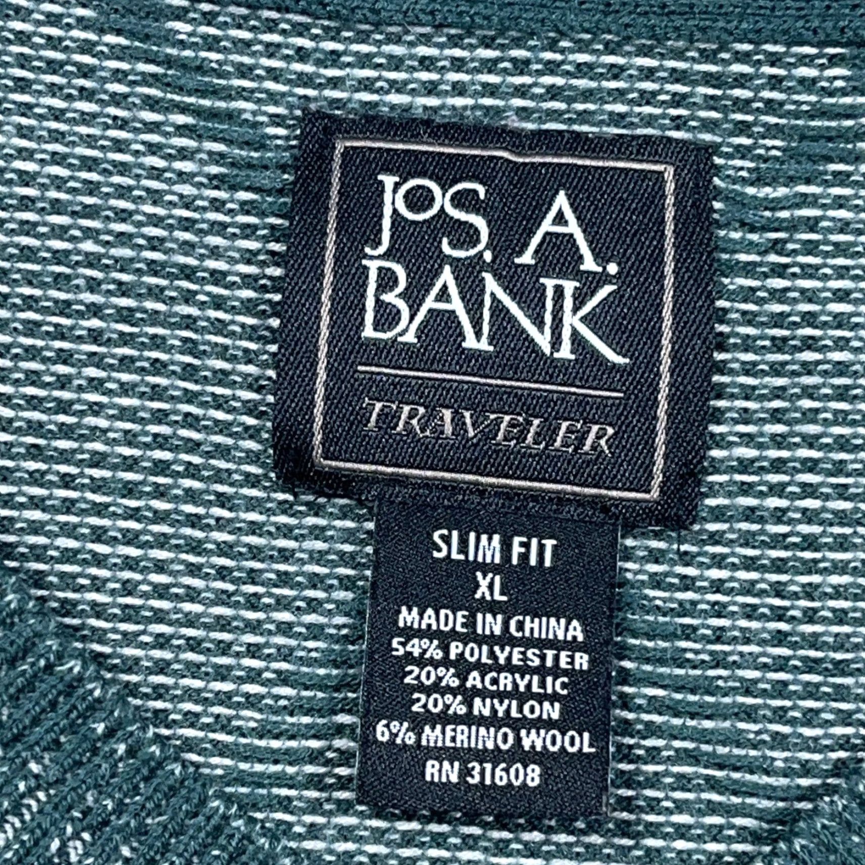 Jos. A. Bank Jos A Bank Sweater Men XL Green V Neck Slim FIt Diamond Grandpa Travler Knit Size US XL / EU 56 / 4 - 3 Thumbnail