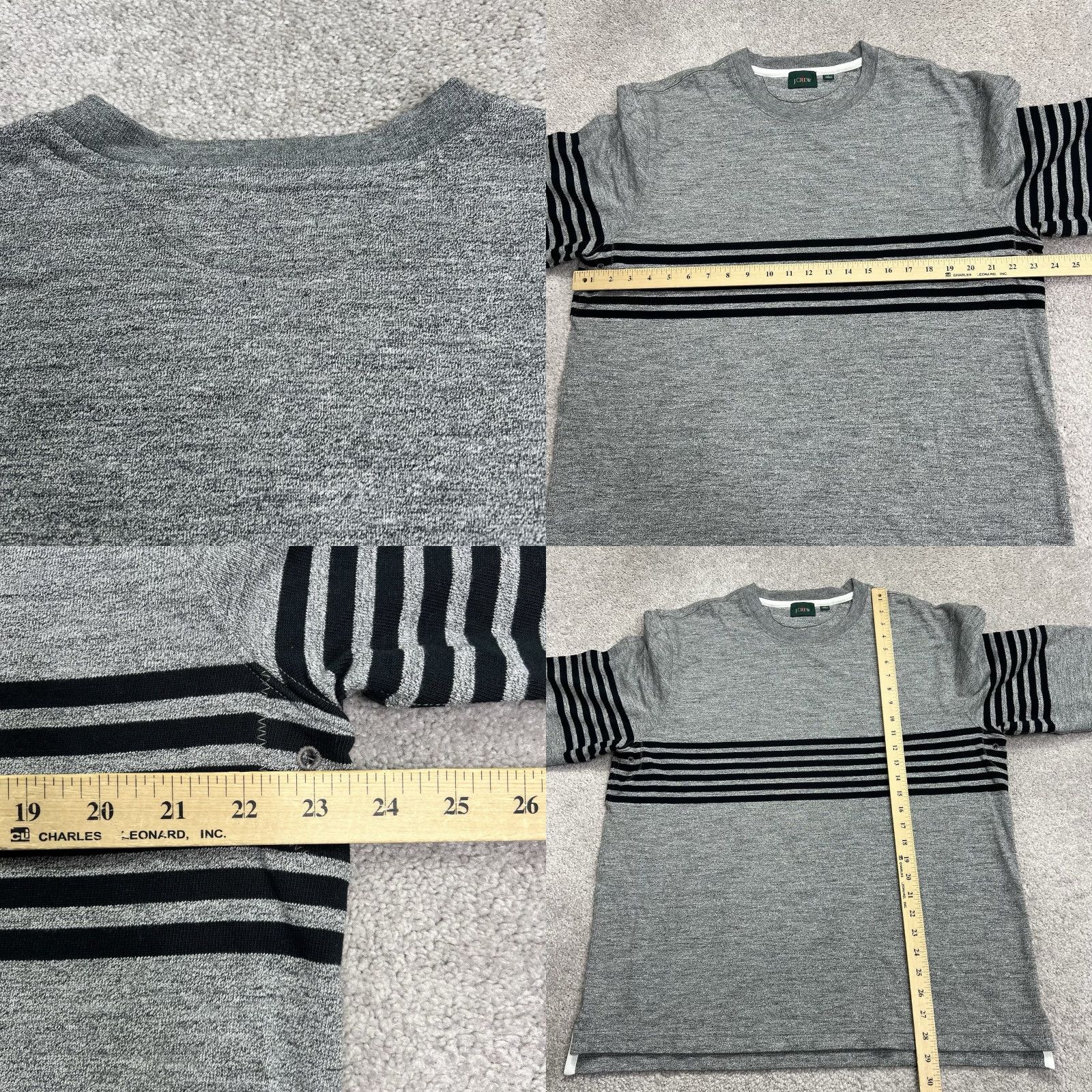 J.Crew J. Crew Oarsman Sweatshirt Mens Large Gray Stripe Rugby Crewneck Pullover Holiday? Size US L / EU 52-54 / 3 - 8 Thumbnail