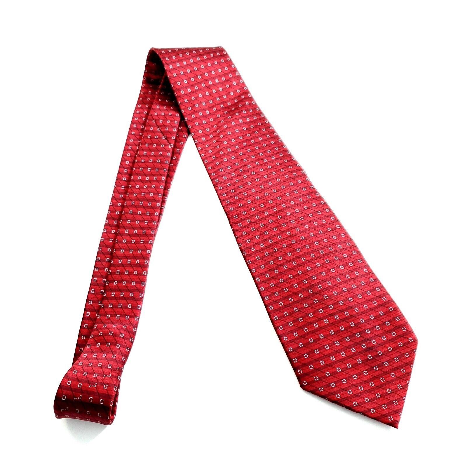 Arrow Arrow Red Geometric Print Silk Tie Tags Ripped Size ONE SIZE - 7 Thumbnail