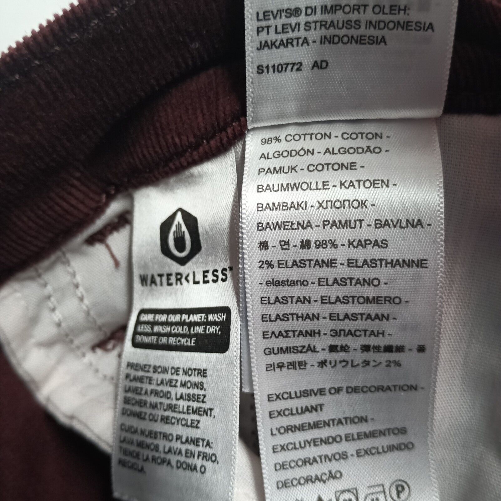 Levi's Levi's 724 High-Rise Slim Straight Jeans 8M 29x32 Burgundy Size 29" - 6 Thumbnail