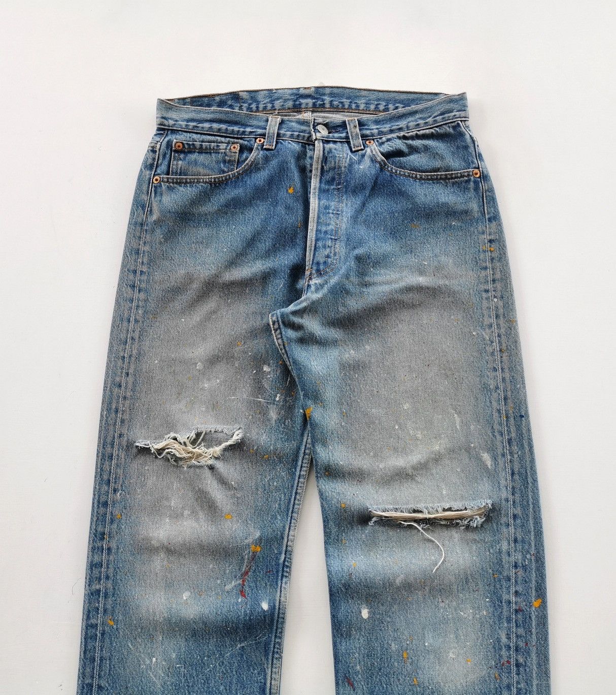 Levi's 90s Vintage Levis 501 Paint Splash Distressed Jeans Size US 32 / EU 48 - 4 Thumbnail