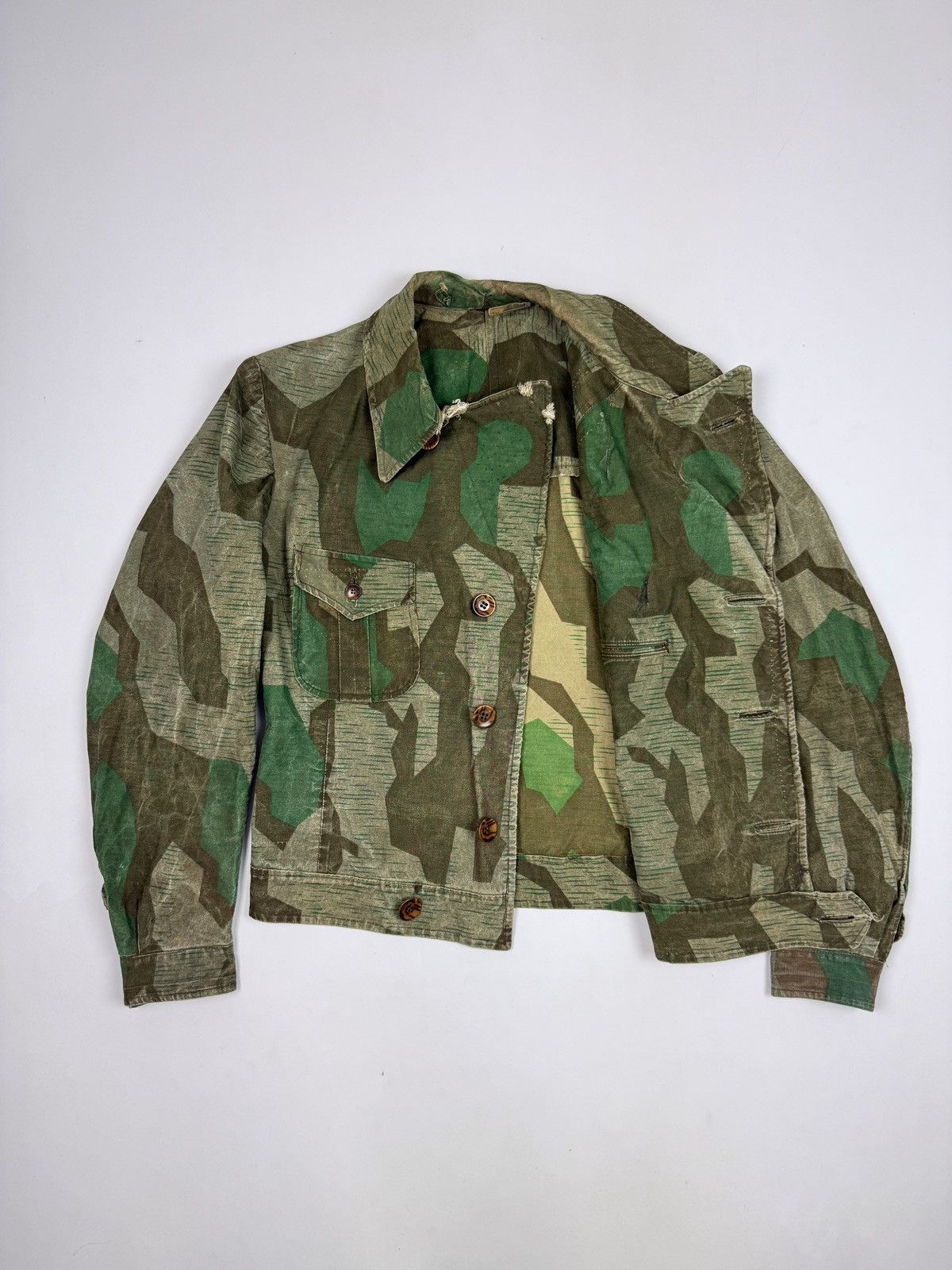 Vintage 40s 50s WW2 German Splinter Camo Heer Cyclist Rider Jacket Size US S / EU 44-46 / 1 - 2 Thumbnail