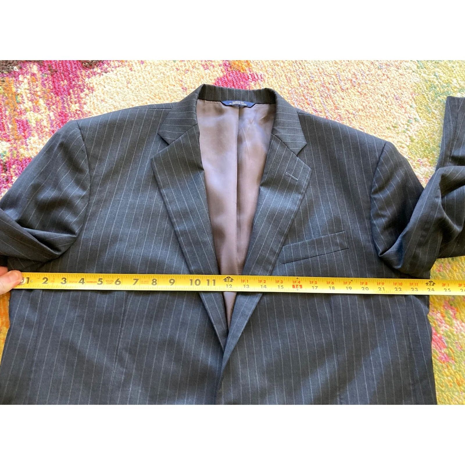 Brooks Brothers Brooks Brothers Blazer Mens 46L Madison 1818 Wool Charcoal Pinstripe Single-Breasted Two-Button Notch Lapel Long 2 Piece Regular Travel Mens Version Size 46R - 6 Thumbnail