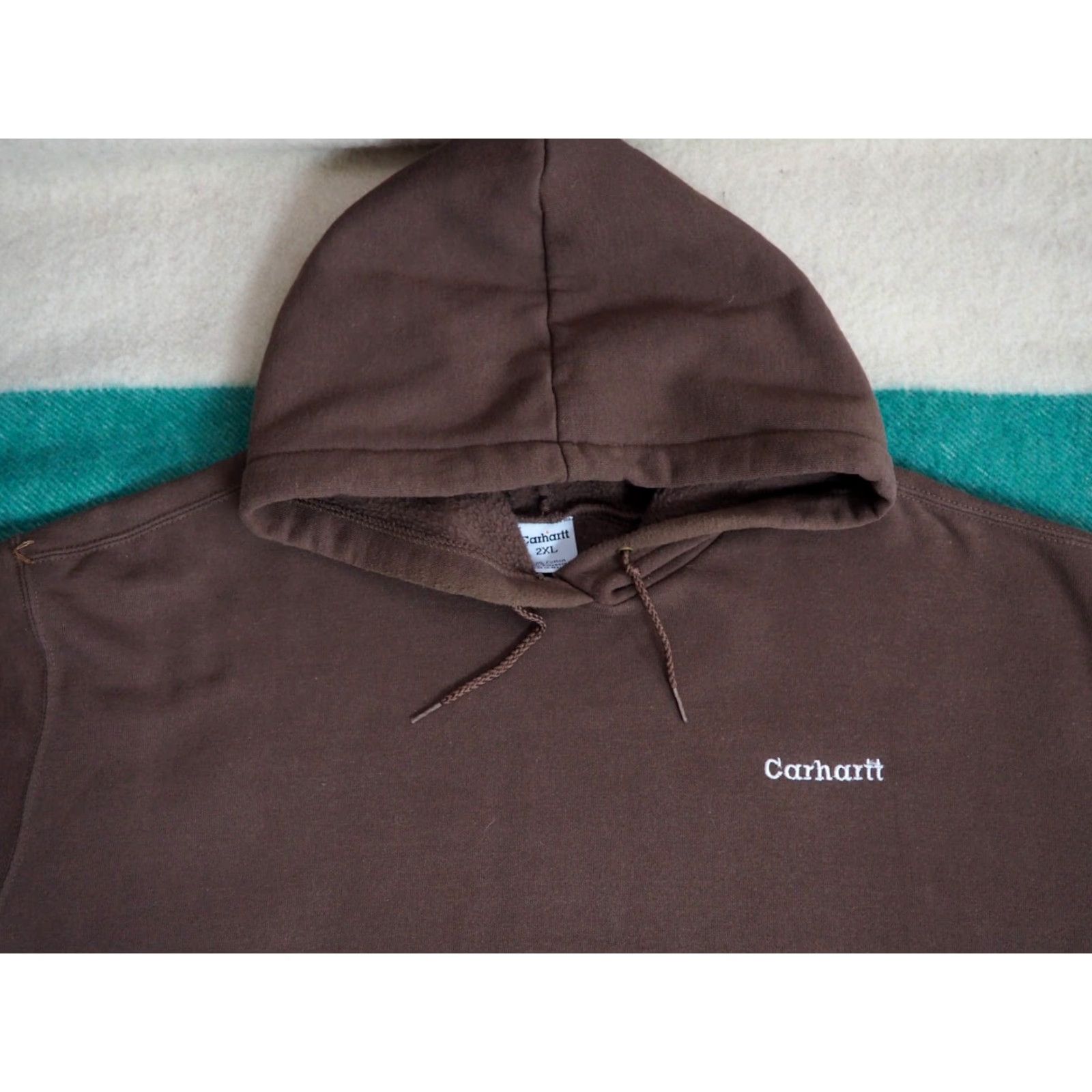 Carhartt VTG Carhartt Hooded Sweatshirt 2XL Brown 90s Logo Pullover Mens Hoodie Size US XXL / EU 58 / 5 - 2 Thumbnail