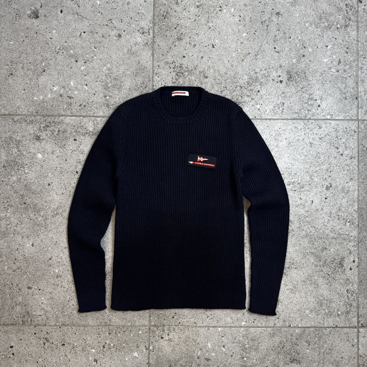 Prada Prada Luna Rossa Vintage Ribbed Navy Wool Men's Sweater Size US M / EU 48-50 / 2 - 1 Thumbnail