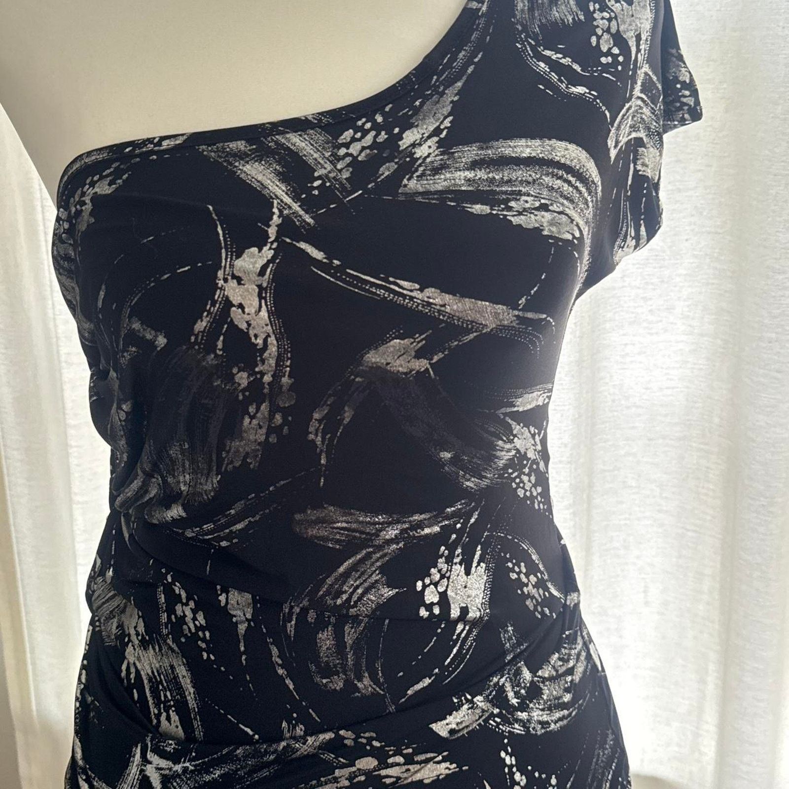 Other Black one shoulder black and silver top Size S / US 4 / IT 40 - 1 Thumbnail
