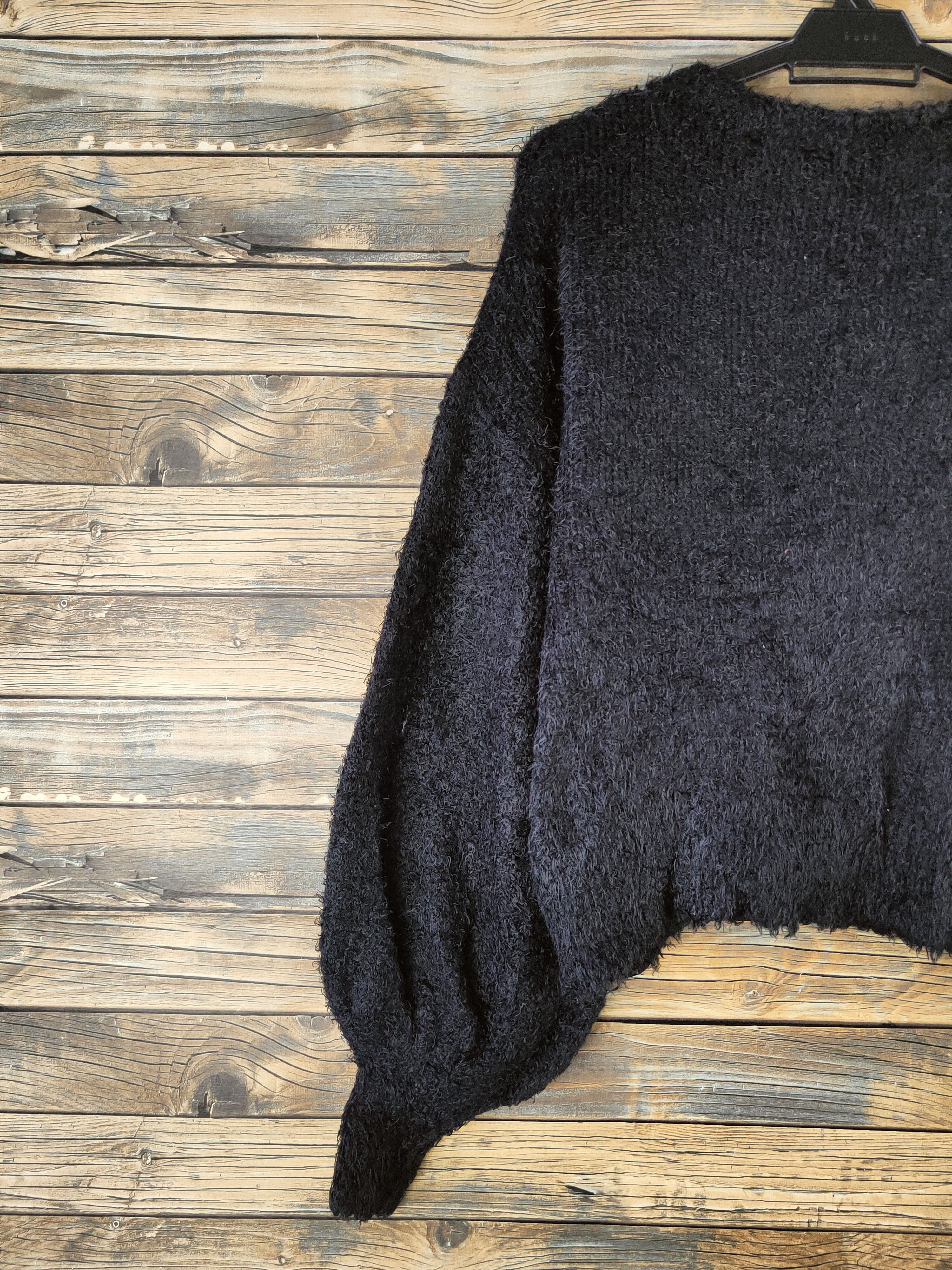 GU DL GU Black Fur Mohair shaggy Knitwear #46-996 Size L / US 10 / IT 46 - 8 Thumbnail