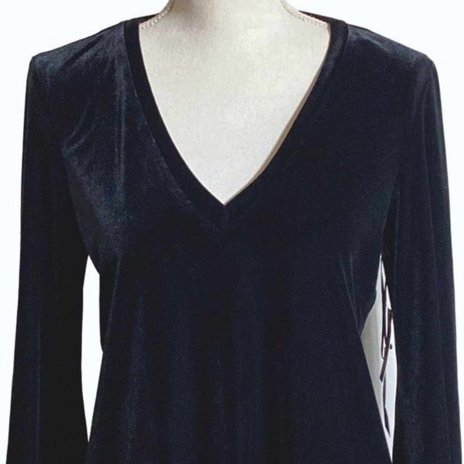 Nordstrom 1 State Women's Black Plush Luxe V Neck Bodycon Dress Size S / US 4 / IT 40 - 4 Thumbnail