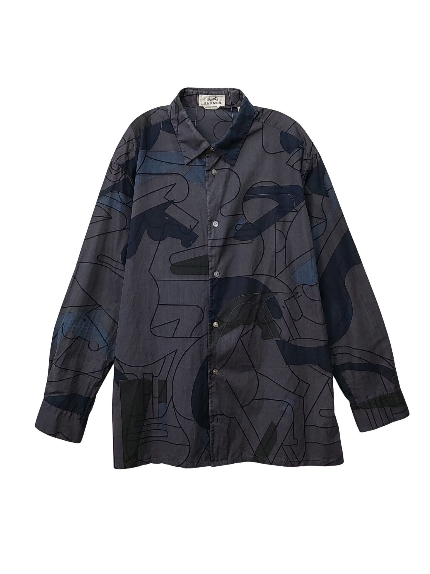 Hermes Hermes Jacquard Printed Long Sleeve Shirt Size L Size US L / EU 52-54 / 3 - 1 Thumbnail