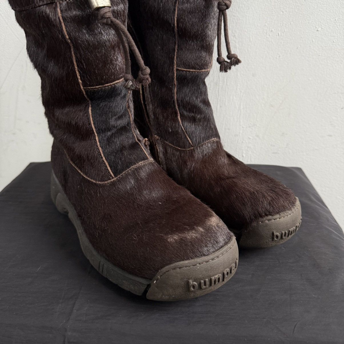 Japanese Brand Y2K Bupmer Italy Pony Fur Brown Lace Up Fairy Boots Size US 6 / IT 36 - 3 Thumbnail