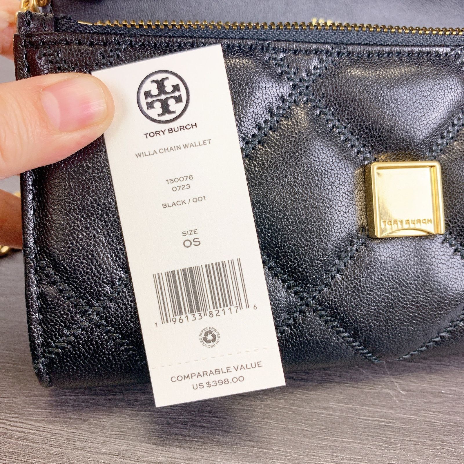 Tory Burch Tory Burch 150076 WILLA Quilted Leather Chain Wallet BLACK Size ONE SIZE - 8 Thumbnail
