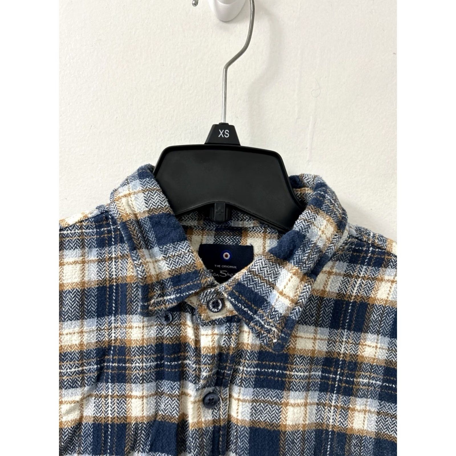 Ben Sherman Ben Sherman Shirt Mens Medium Blue Plaid Herringbone Flannel Button-Down L/S Size US M / EU 48-50 / 2 - 5 Thumbnail