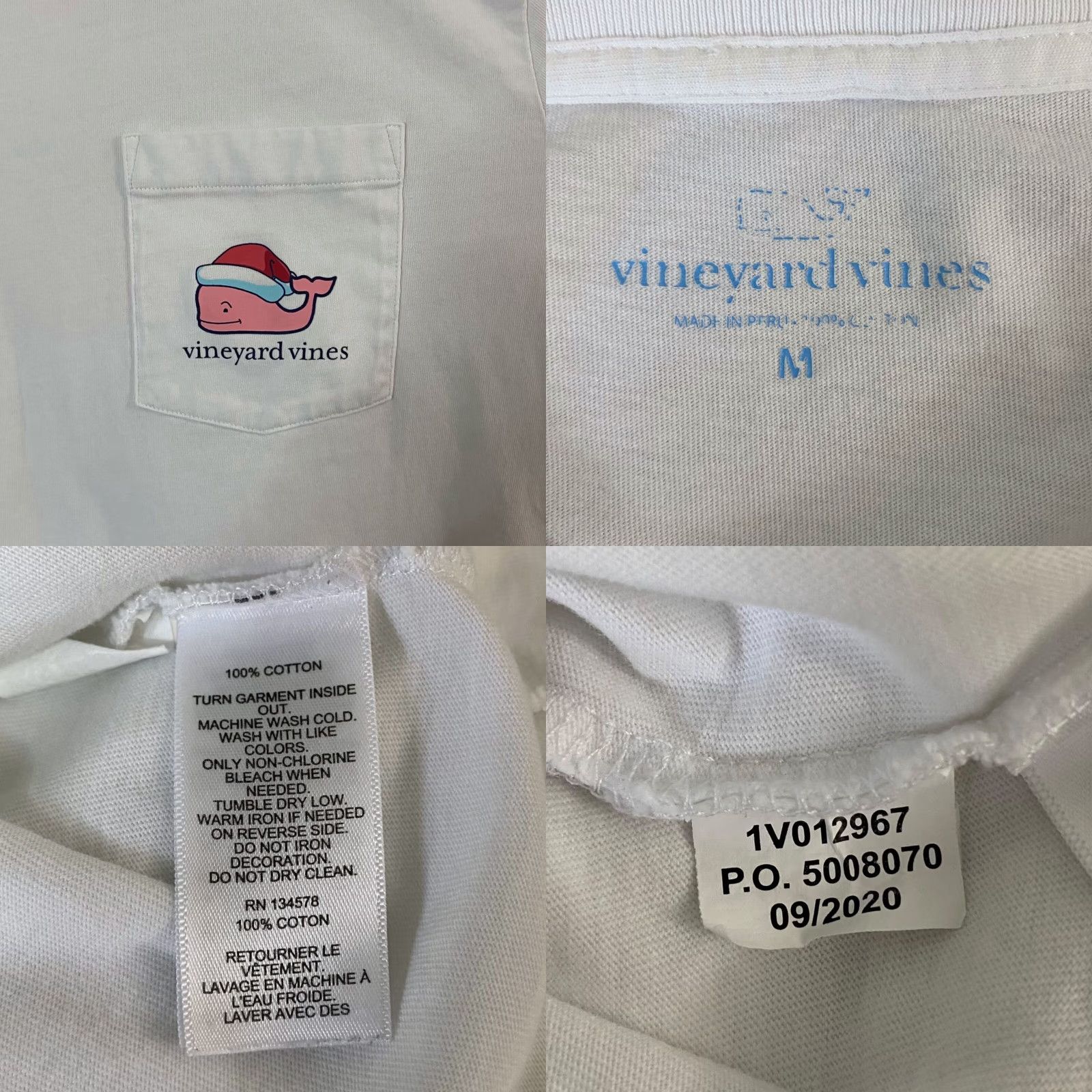 Vineyard Vines Vineyard Vines Santa Whale Long-Sleeve Pocket Tee Men M White Christmas Holiday T-Shirt Size US M / EU 48-50 / 2 - 8 Thumbnail