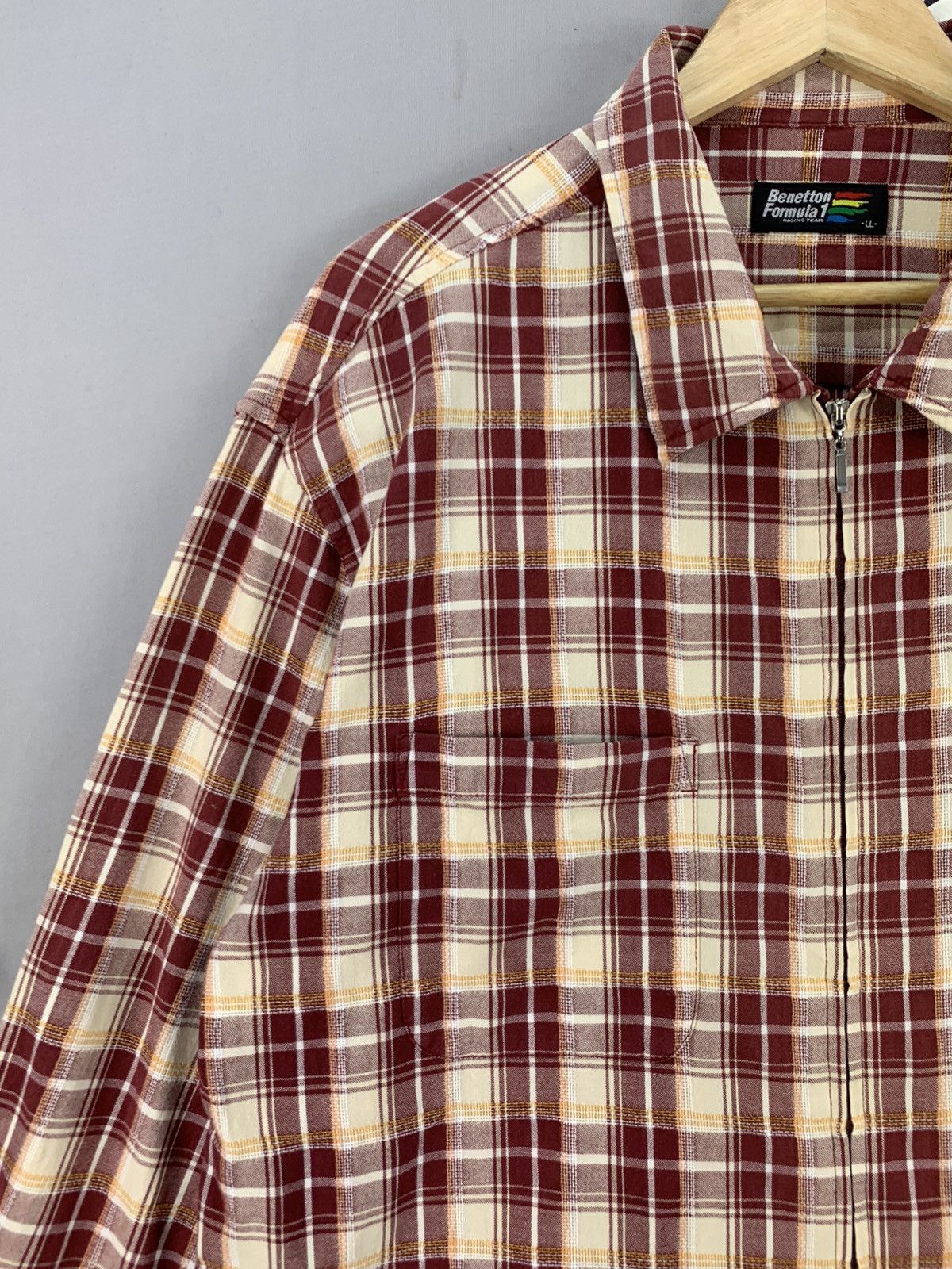 Formula 1 Benetton Formula 1 Vintage Plaid Zipper Flannel Jacket Size US L / EU 52-54 / 3 - 5 Thumbnail
