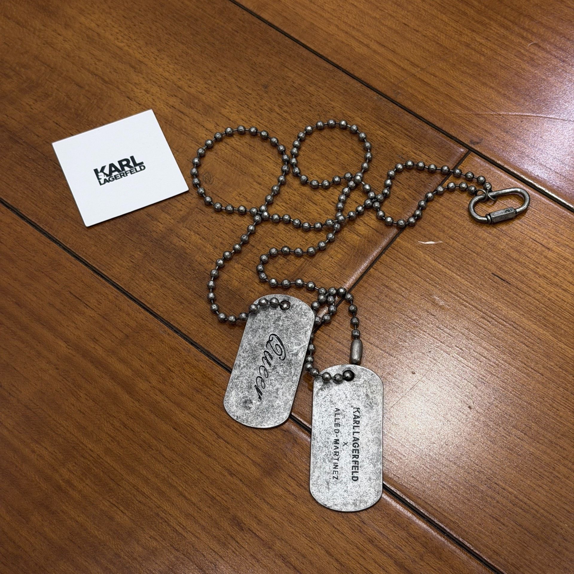 Karl Lagerfeld Karl Lagerfeld x Alled Martinez Distressed Dog Tag Necklace Size ONE SIZE - 1 Thumbnail