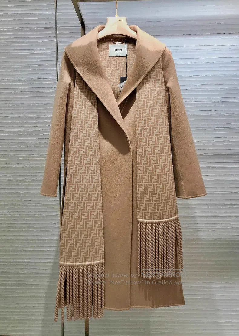 Fendi Fendi SS23 Full Monogram Fringe Detail Wide Collar Mid-Len Size XS / US 0-2 / IT 36-38 - 2 Thumbnail