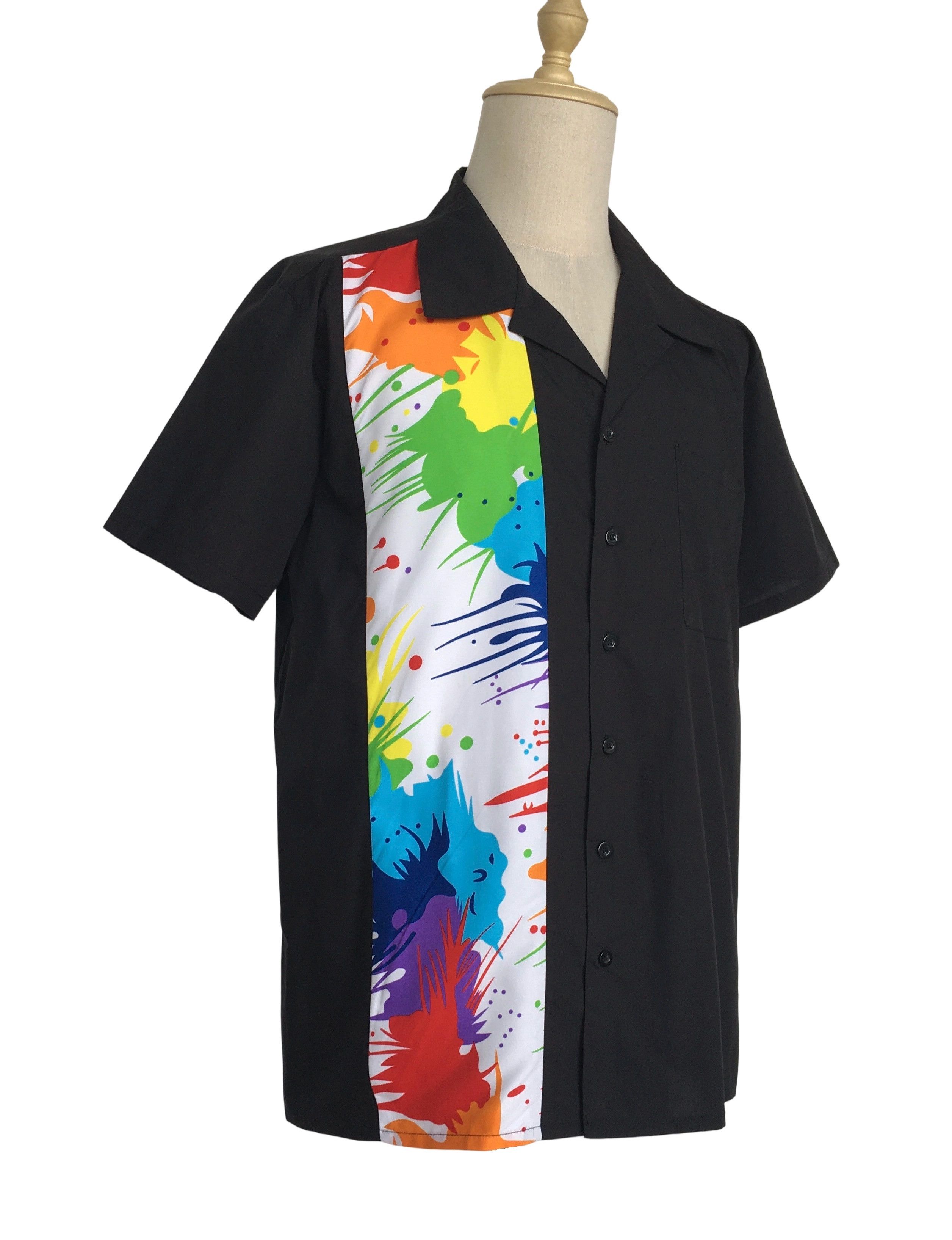 Other Black Contrast Colorful Panel Hawaiian Shirts Size US XL / EU 56 / 4 - 2 Thumbnail