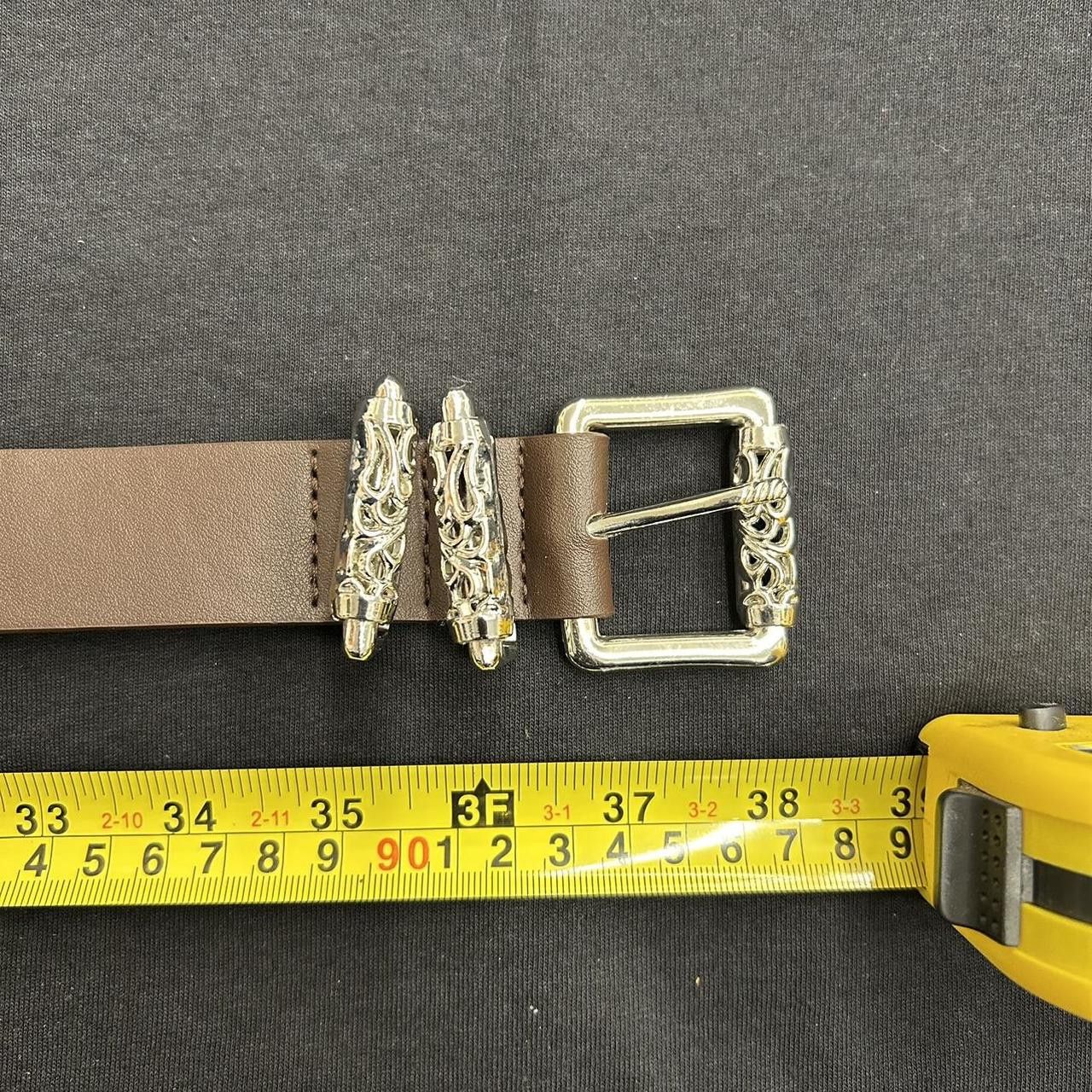 Japanese Brand × Vintage Y2K 2000s Silver Cross Hip Hop Skater Brown Roller Belt Size ONE SIZE - 4 Thumbnail