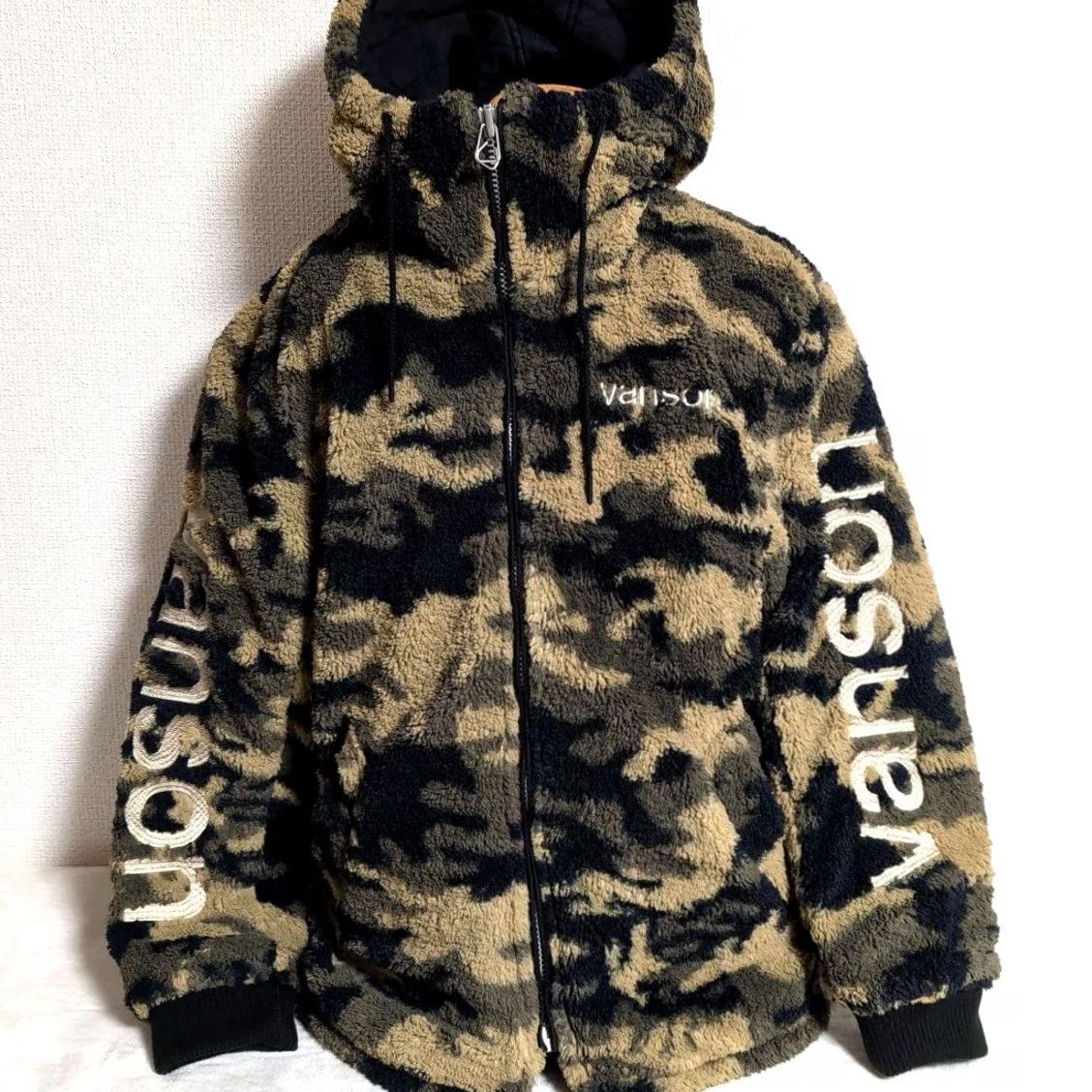 Vintage VANSON camouflage boa reversible boa jacket khaki x black XL Size US XL / EU 56 / 4 - 4 Thumbnail