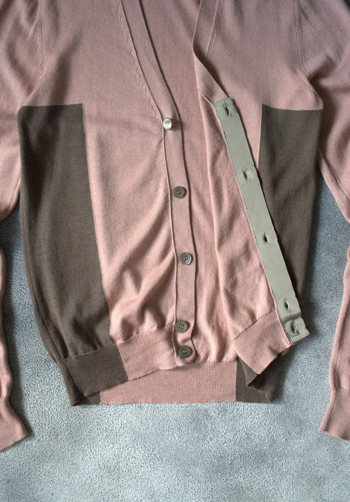 Alexander McQueen !SAMPLE 2000's Alexander McQueen Men Cardigan Two-Tone Wool Size US M / EU 48-50 / 2 - 7 Thumbnail