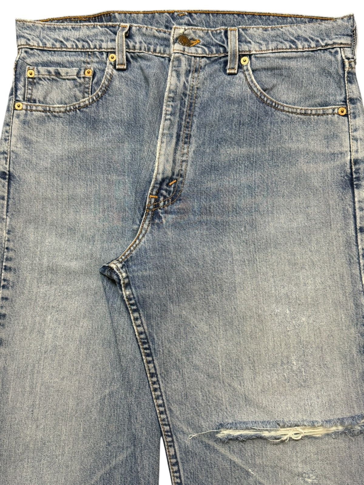 Levi's Vtg 80s Levis 519 Blue Faded Wash Distressed Straight Loose Size US 33 - 3 Thumbnail