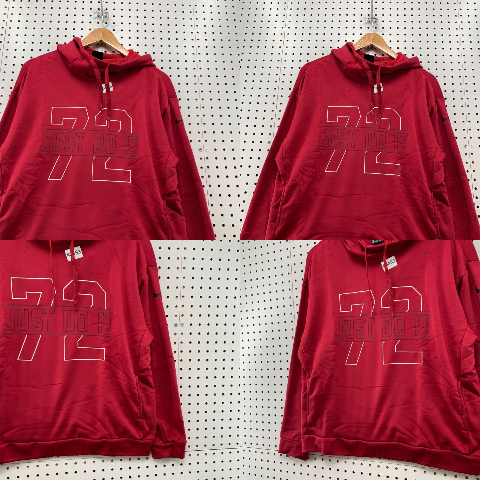Nike Nike Hoodie Mens Small Red JUST DO IT 72 Spell Out Hooded 22x24 Sweatshirt Size US S / EU 44-46 / 1 - 8 Thumbnail