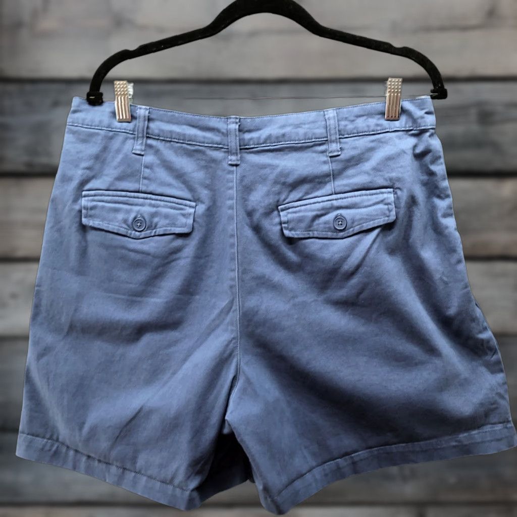 Banana Republic Banana Republic Chino Shorts Womens 14 Blue High Rise Relaxed Pleated Front Twill Cotton Spandex Size 36" / US 14 / IT 50 - 1 Thumbnail
