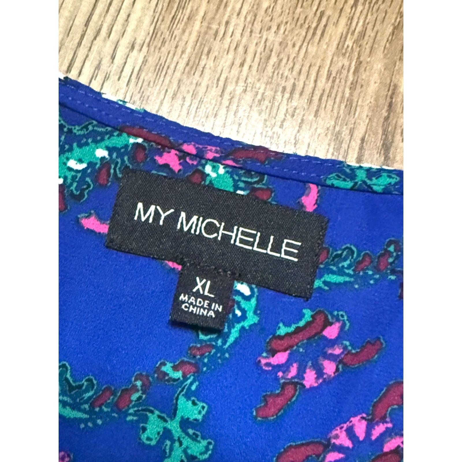 Vintage My Michelle Blouse Women's XL Blue Floral 3/4 Sleeve 1/4 Zipper Shirt Womens XL Blue Floral Modern Casual Size XL / US 12-14 / IT 48-50 - 5 Thumbnail