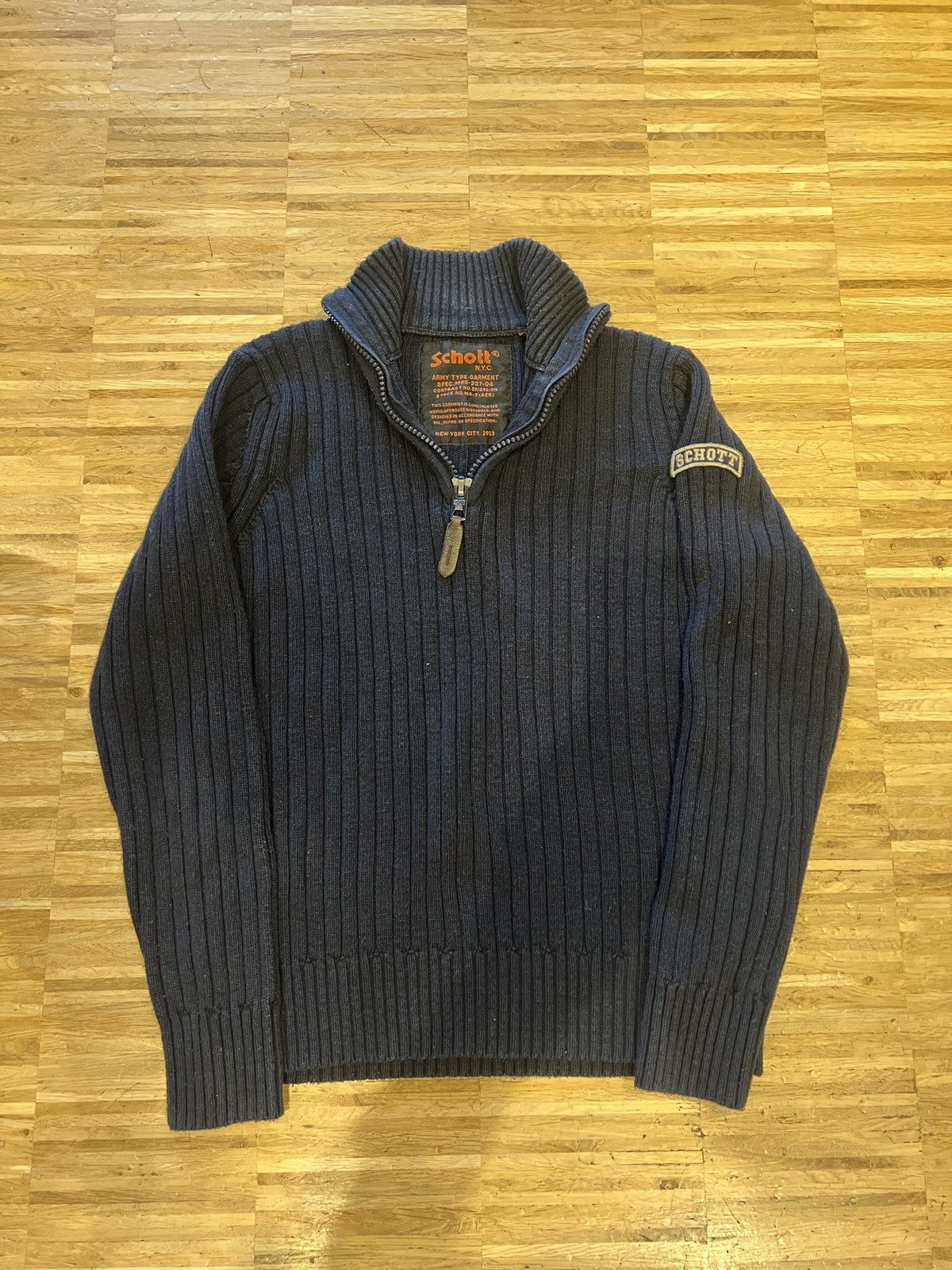 Schott Schott quarter zip knit Size US S / EU 44-46 / 1 - 1 Thumbnail