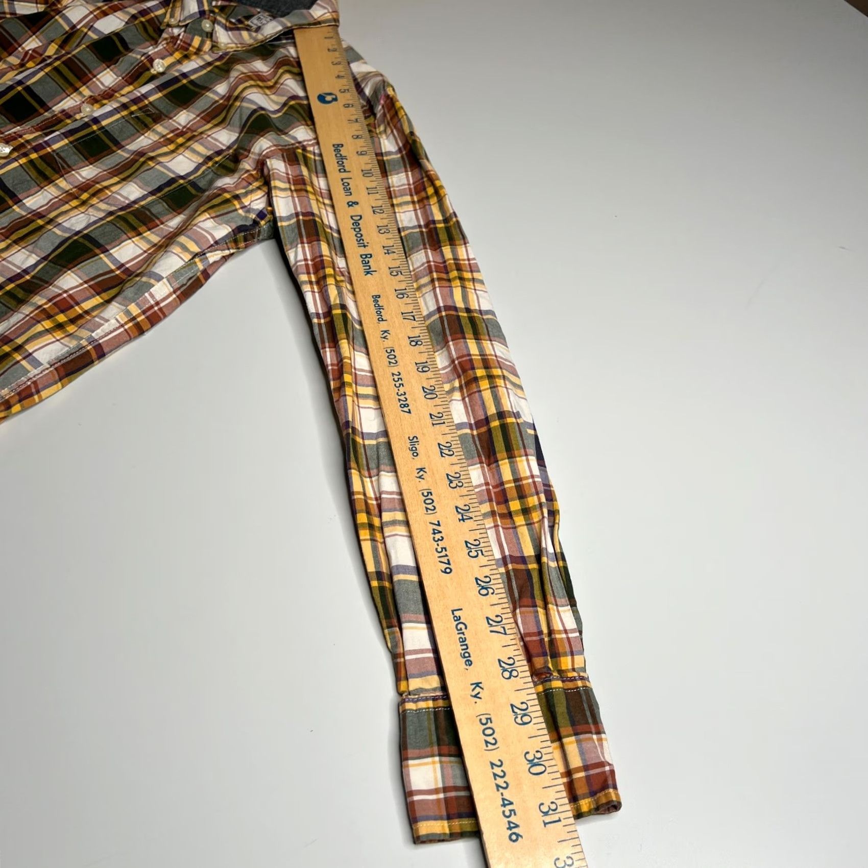 J.Crew J.CREW Tailored Shirt Mens M Yellow Green Plaid Cotton Button-Down Long Sleeve Size US M / EU 48-50 / 2 - 2 Thumbnail
