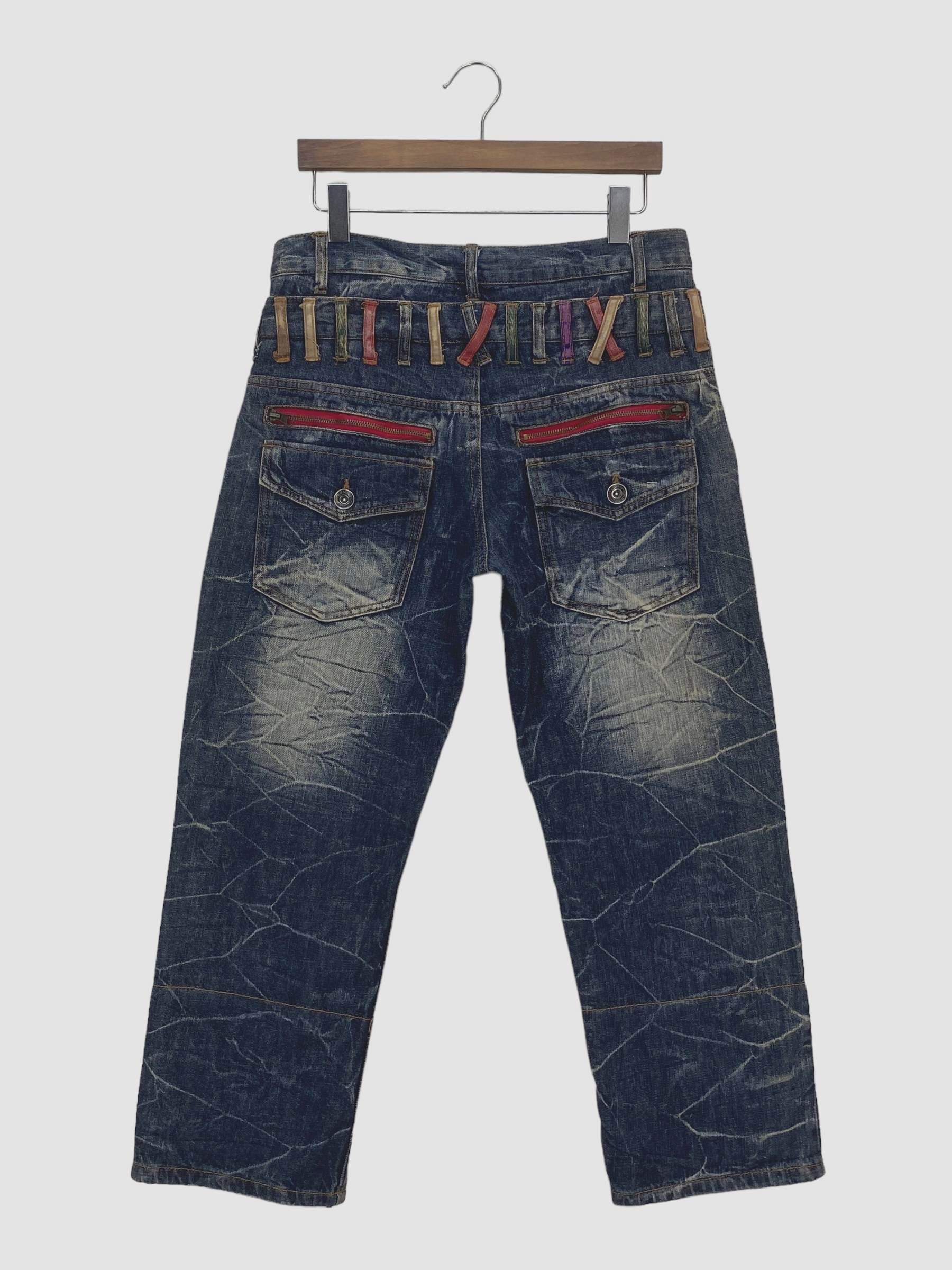 image of Distressed Denim x Rodeo Nylaus Jeans Double Waist Ankle Jeans Punk Grunge Jeans in Black (Size 32)