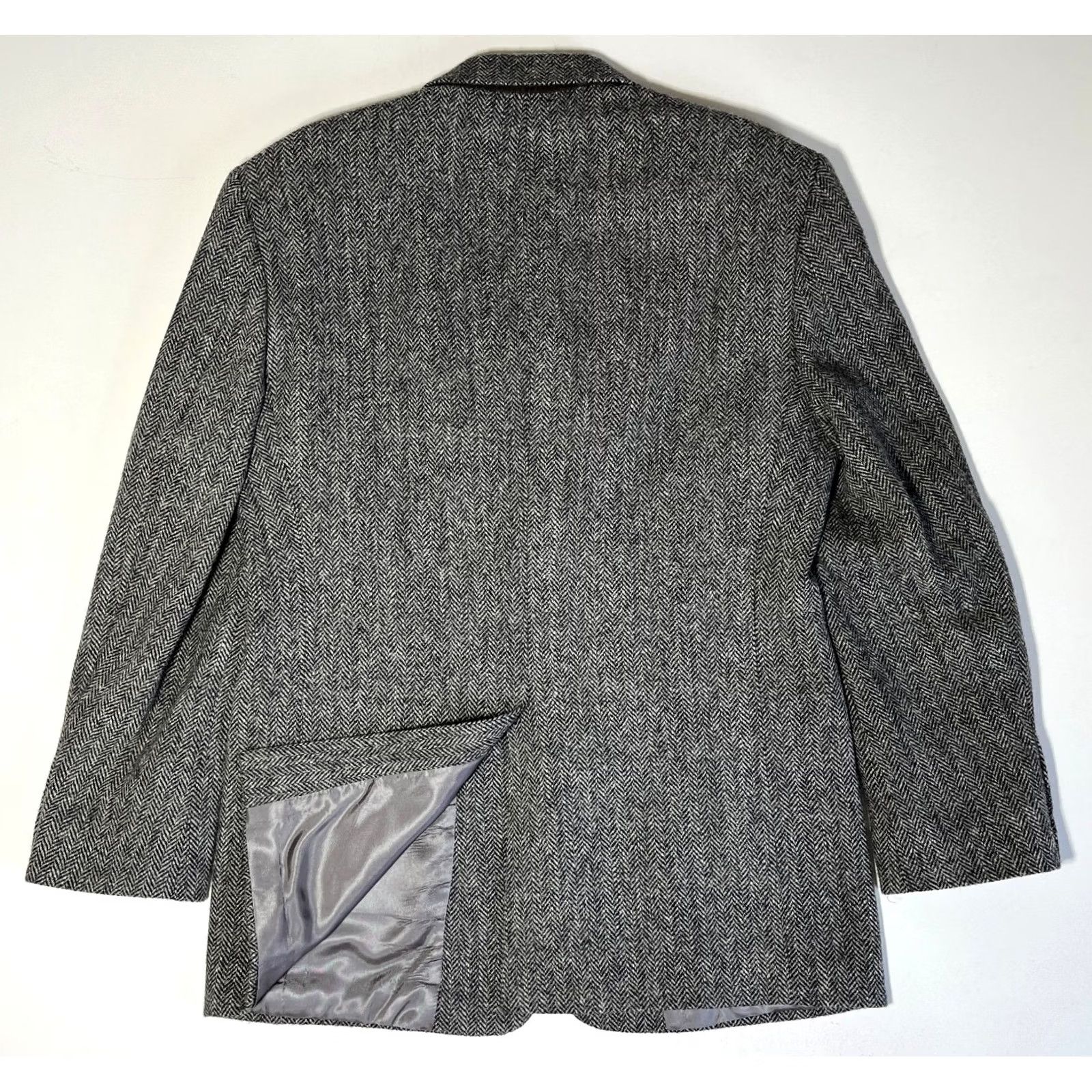 Harris Tweed VINTAGE Harris Tweed Blazer Jacket Mens 40R Gray Wool Tweed Herringbone Regular Classic PF Pockets Size 40R - 5 Thumbnail