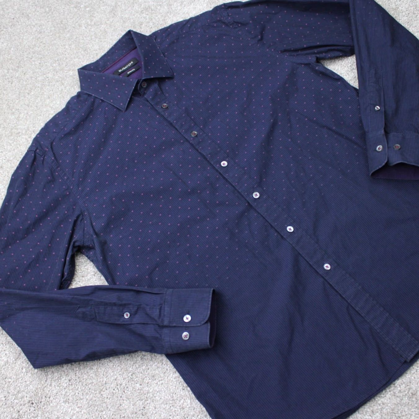 BUGATCHI Bugatchi Shirt Mens Large Blue/Purple Geometric Button-Up Long Sleeve Size US L / EU 52-54 / 3 - 5 Thumbnail