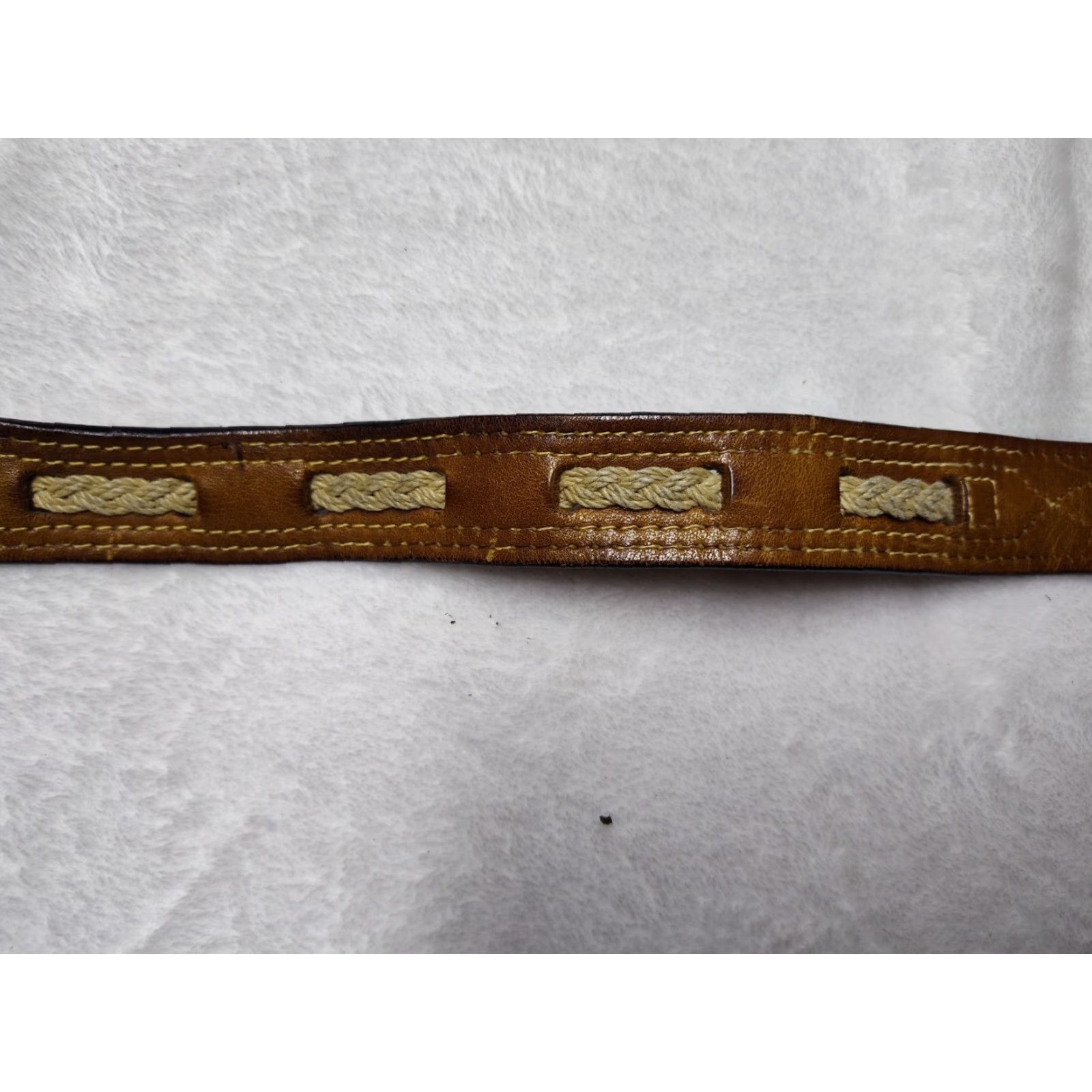 Vintage VINTAGE Leather Belt 1960s Unisex Brown Braided Weave Waist Size 30-33 Hippy Style Size ONE SIZE - 4 Thumbnail
